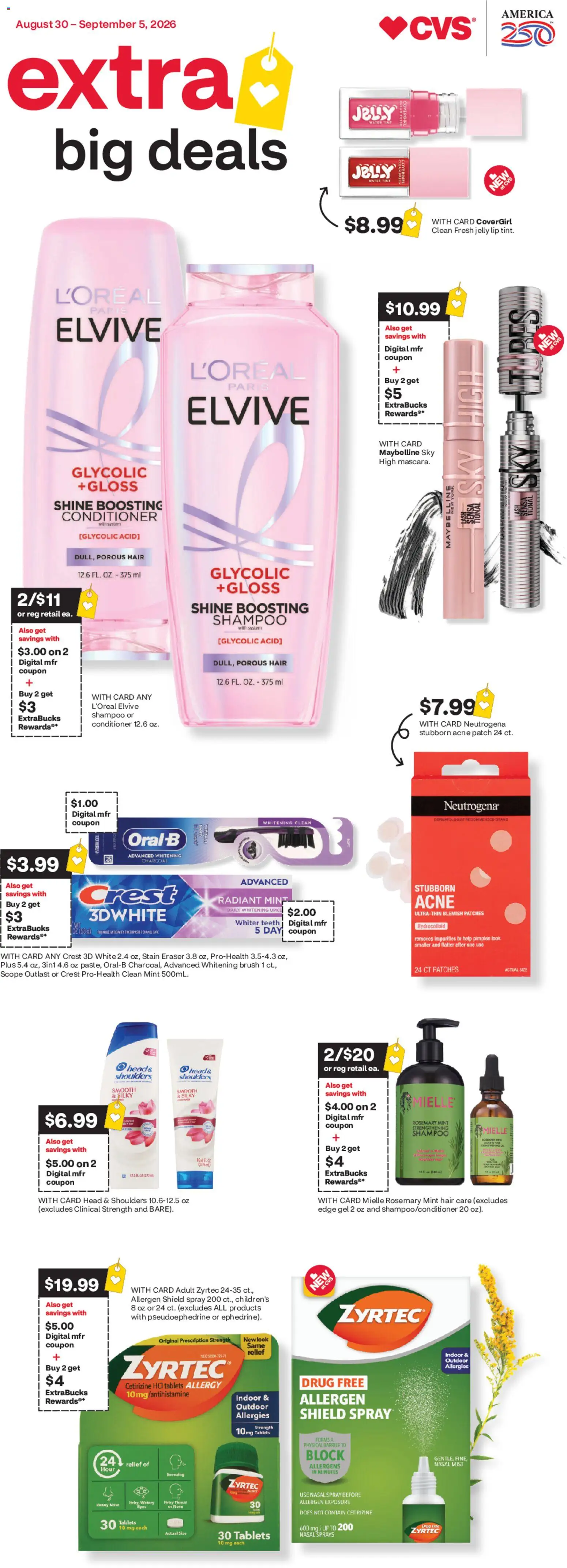 CVS Pharmacy Weekly Ad - valid from 08/30/2026 | Page: 1 | Products: Eraser, Brush, Shampoo, Conditioner