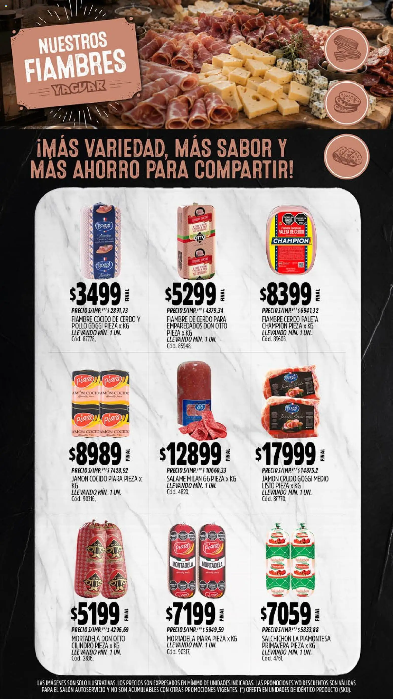 Yaguar - Oferta Semanal Mar del Plata │ válido desde el 07/09/2026 | Página: 8 | Productos: Paleta de cerdo, Pollo, Jamón crudo, Mortadela