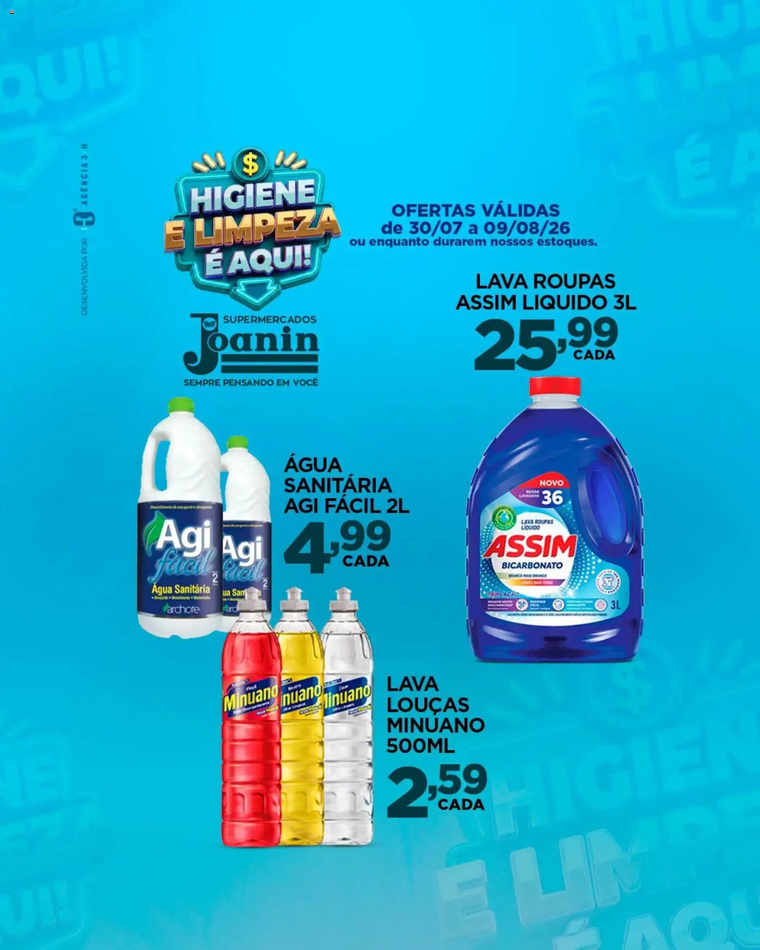 Supermercados Joanin Folheto - válido de 30/07/2026 | Página: 3 | Produtos: Roupas, Água, Água sanitária
