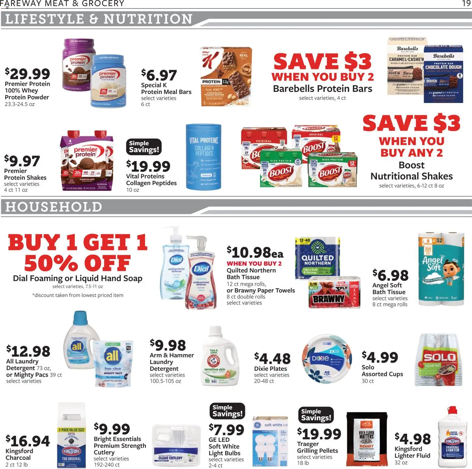 Fareway Weekly Ad - valid from 08.06.2026 | Page: 19 | Products: Protein Powder, Powder, Soap, Lighter