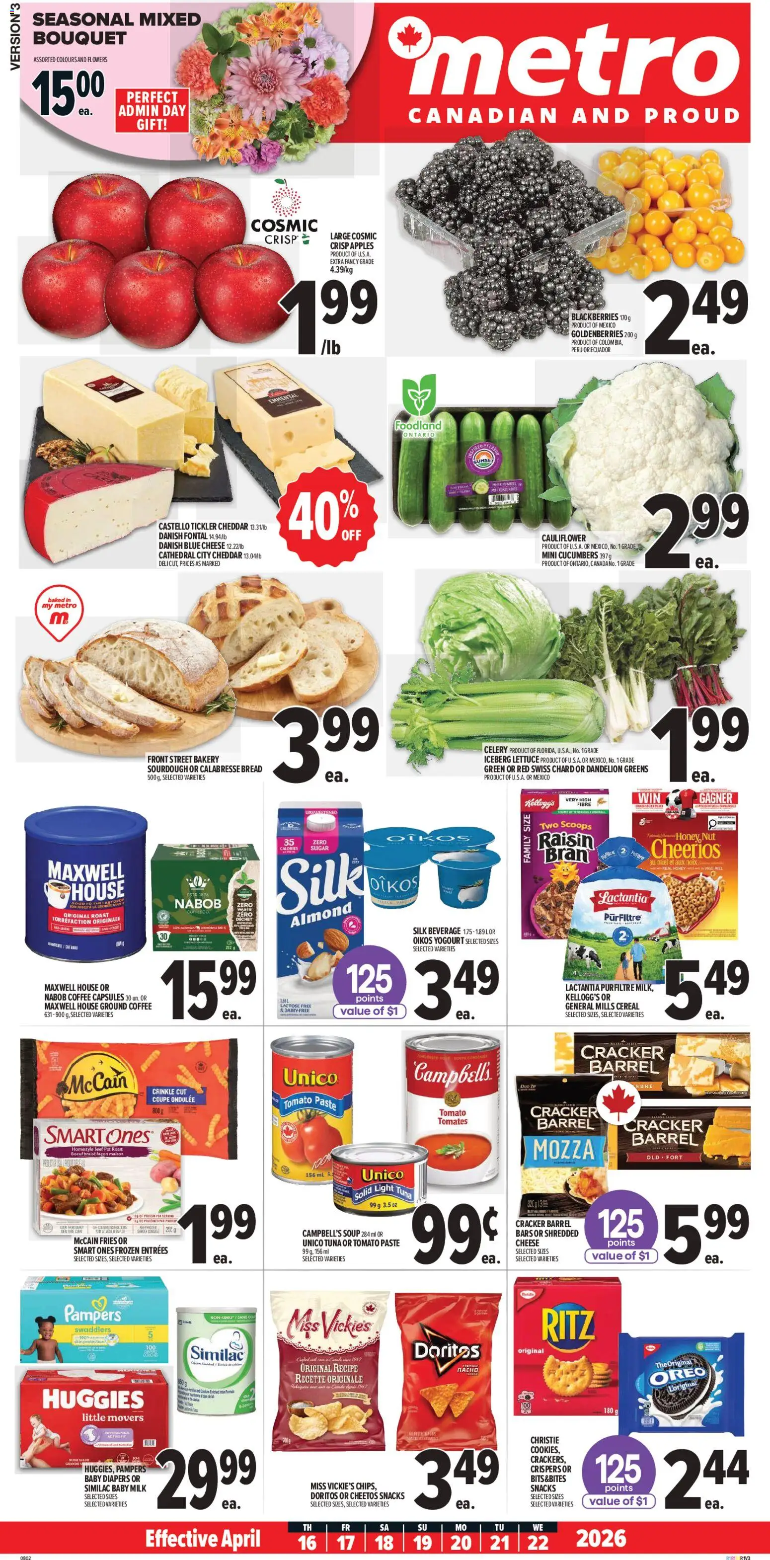 Metro flyer valid from 16.04.2026 | Page: 2 | Products: Cucumbers, Cheese, Coffee, Apples