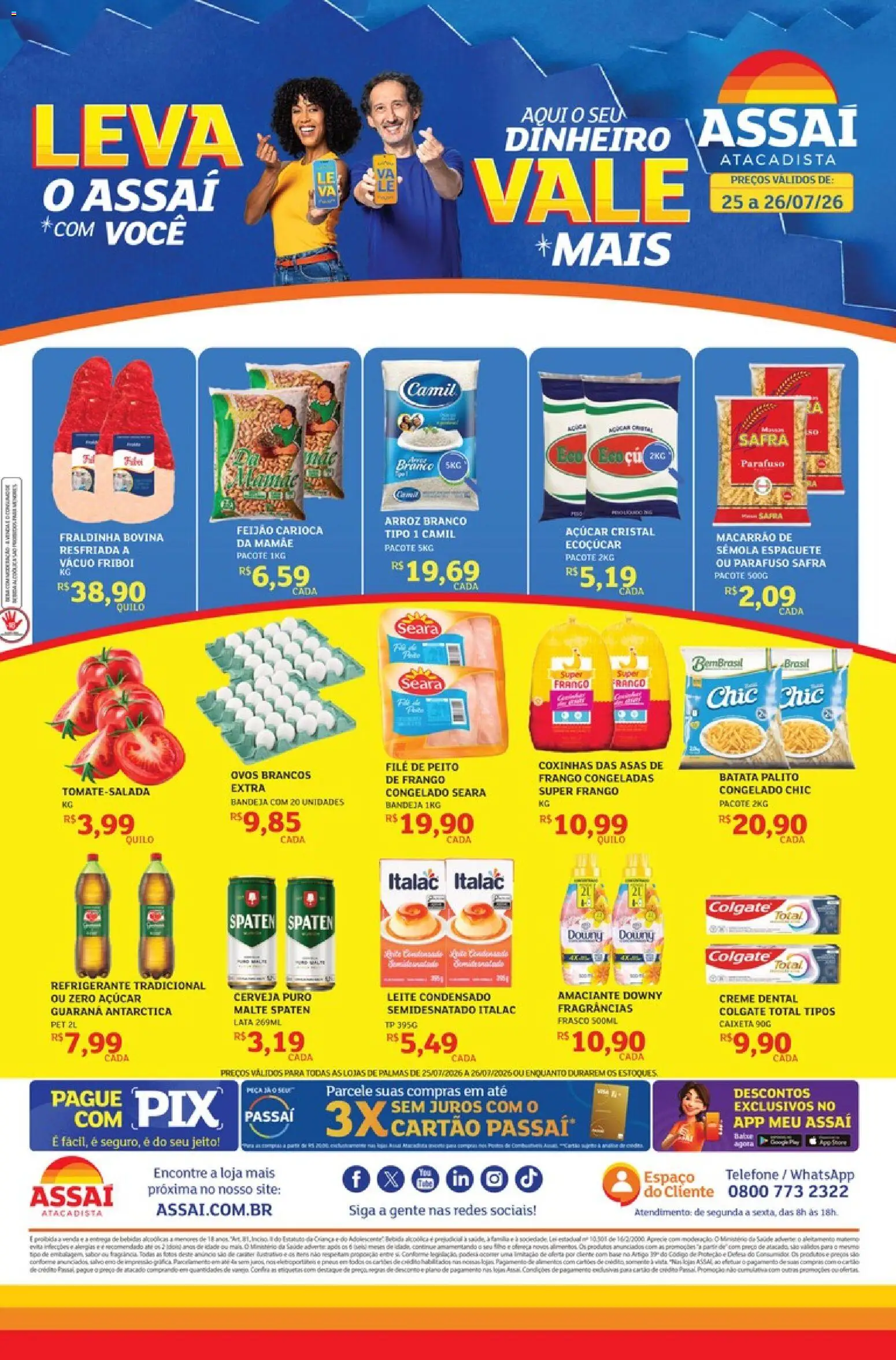 Assaí Atacadista Folheto - válido de 25/07/2026 | Página: 1 | Produtos: Amaciante downy, Cerveja, Arroz, Leite condensado