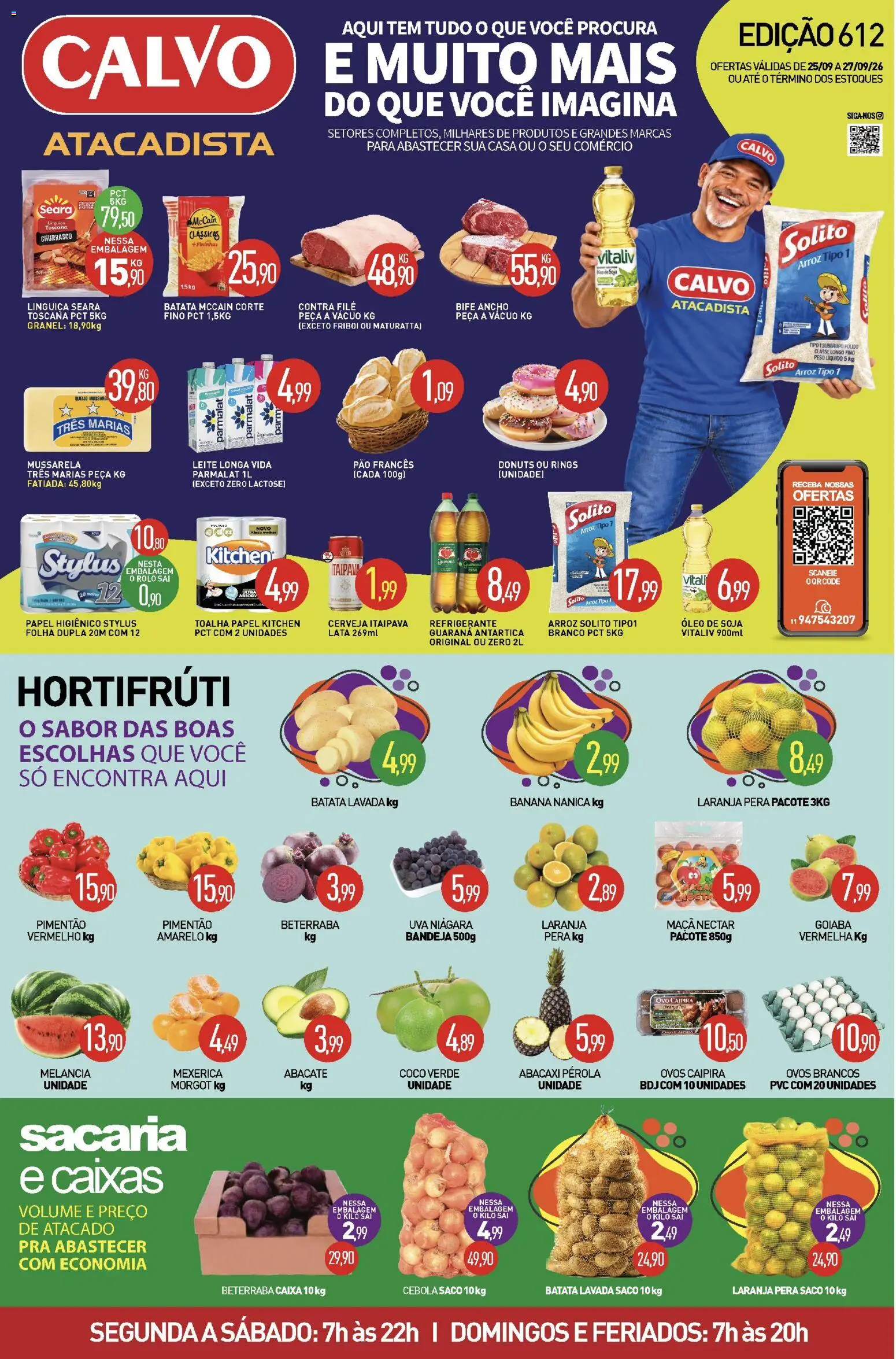 Calvo Atacadista Folheto - válido de 25/09/2026 | Página: 1 | Produtos: Pera, Cebola, Guaraná, Bandeja