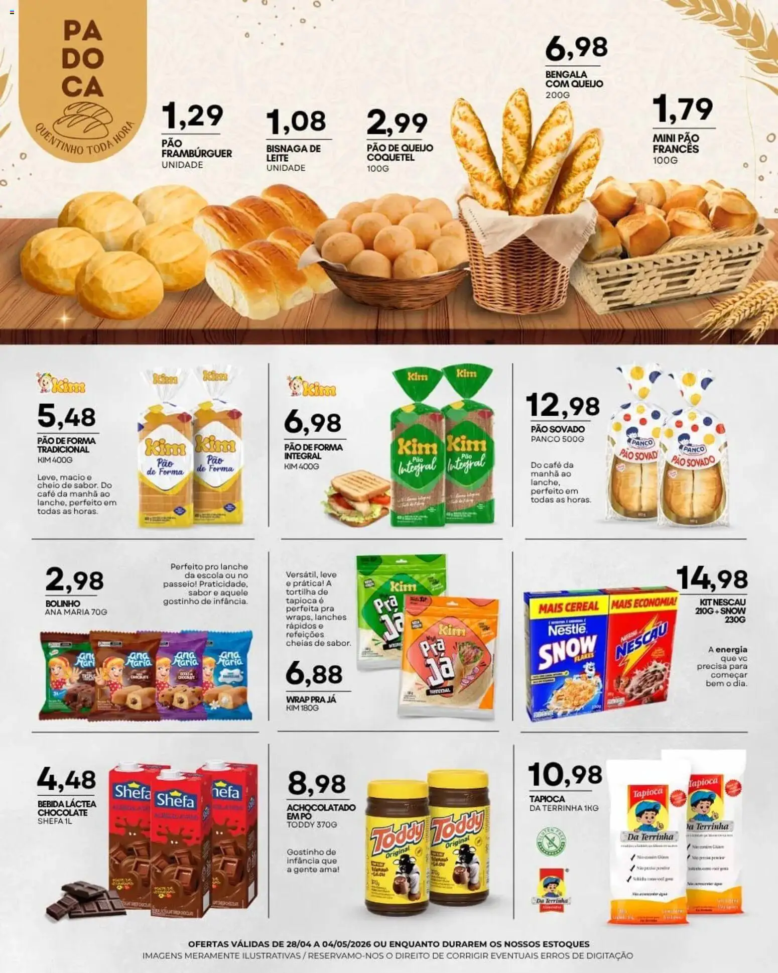 Mercadão Atacadista Folheto - válido de 28.04.2026 | Página: 6 | Produtos: Pao de forma kim, Pão, Bebida, Pão de queijo