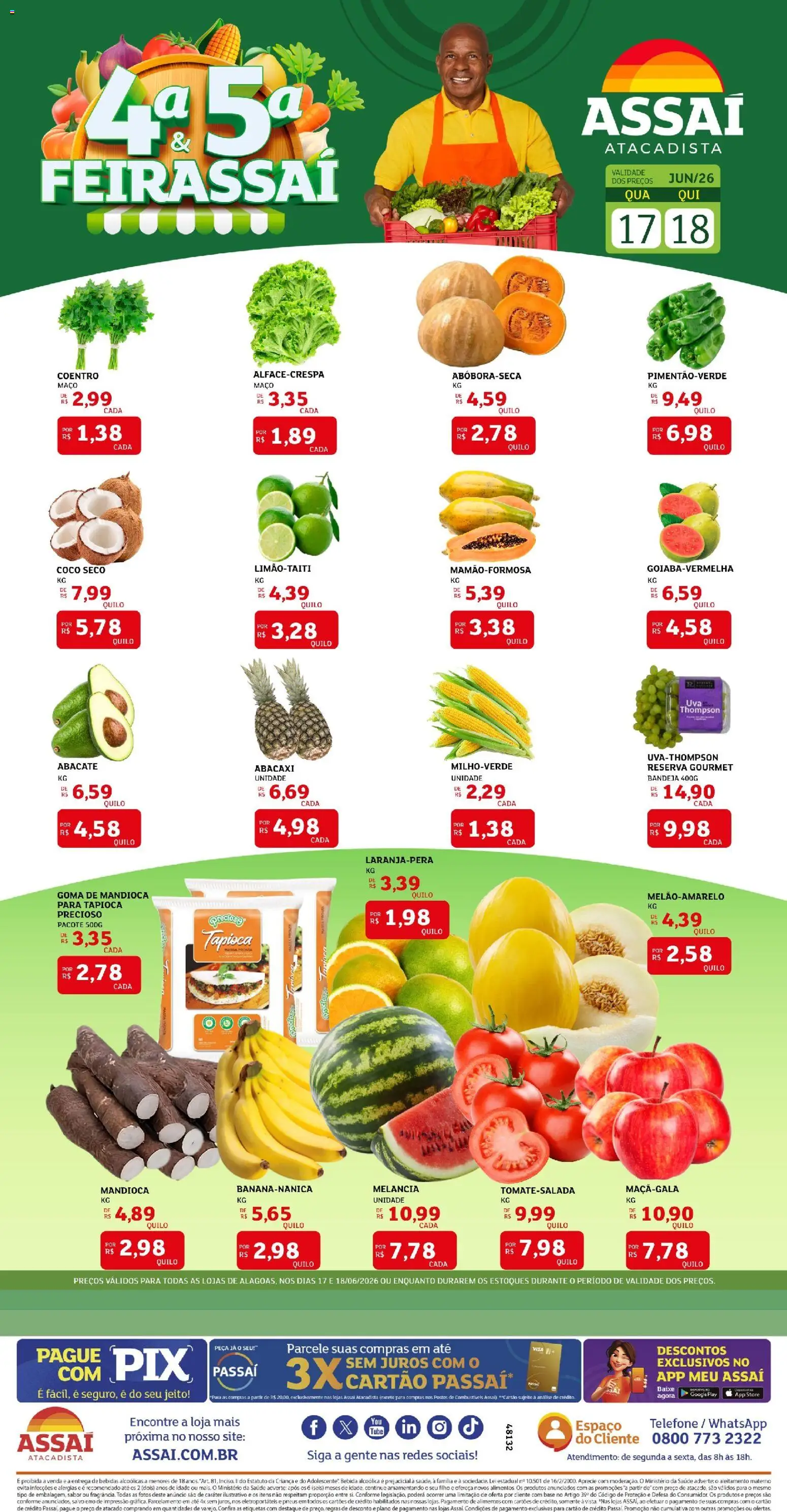 Assaí Atacadista Folheto - válido de 17.06.2026 | Página: 1 | Produtos: Base, Abacaxi, Massa, Bebida
