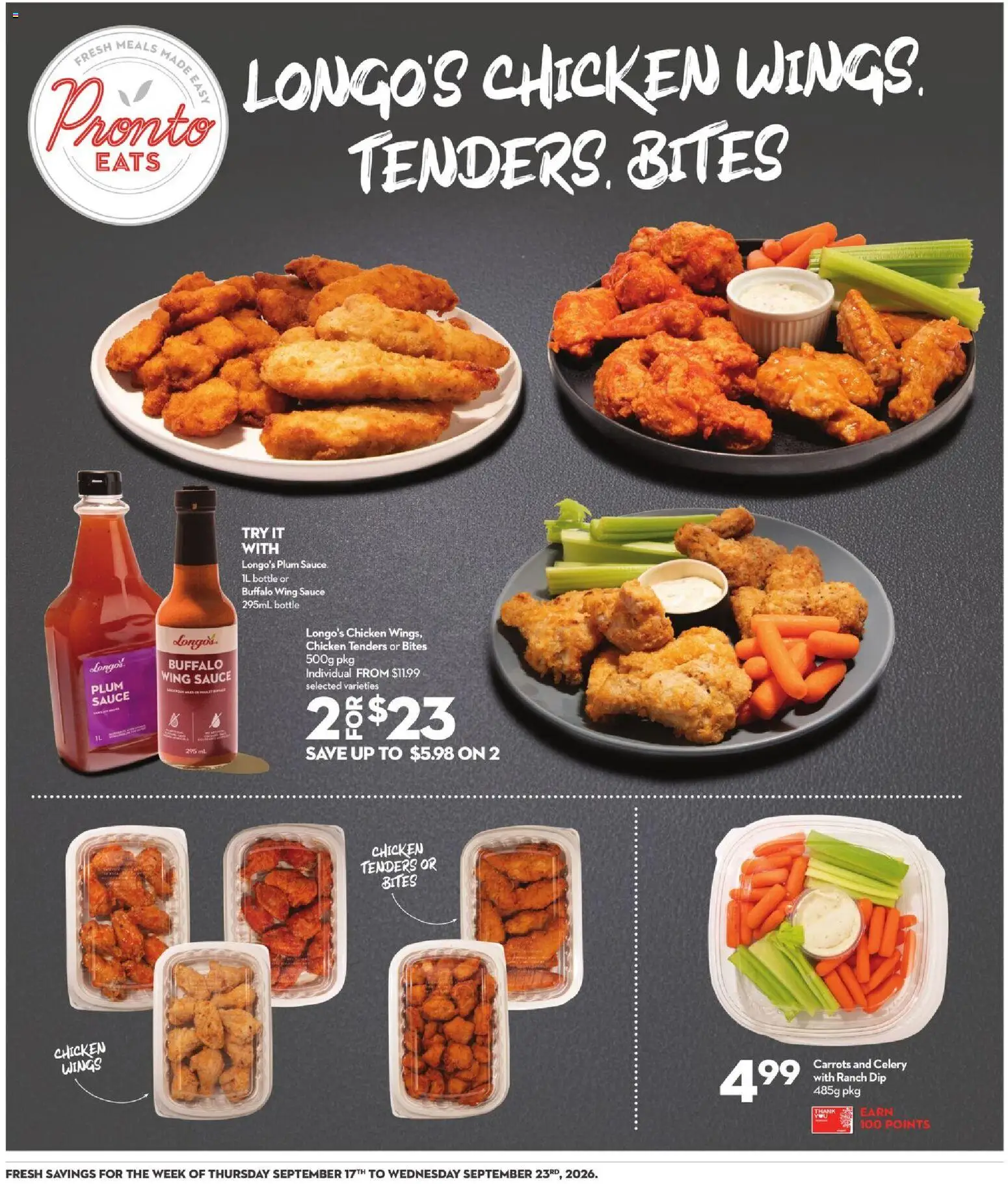 Longo's flyer valid from Sep 17, 2026 | Page: 15 | Products: Chicken wings, Carrots, Celery, Chicken