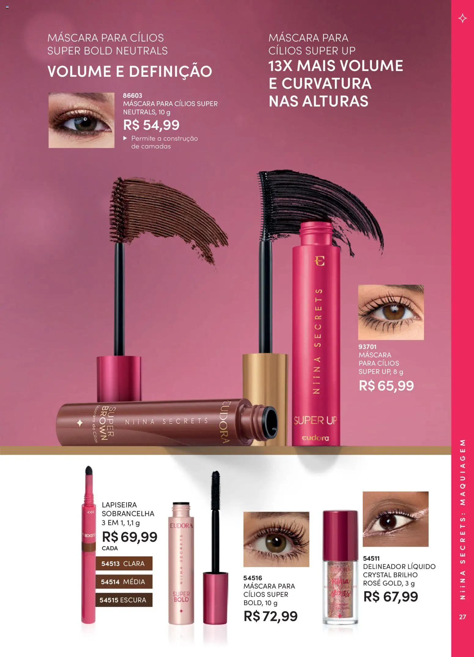 Eudora Folheto - válido de 15/07/2026 | Página: 30 | Produtos: Maquiagem, Máscara para cílios, Delineador, Lapiseira