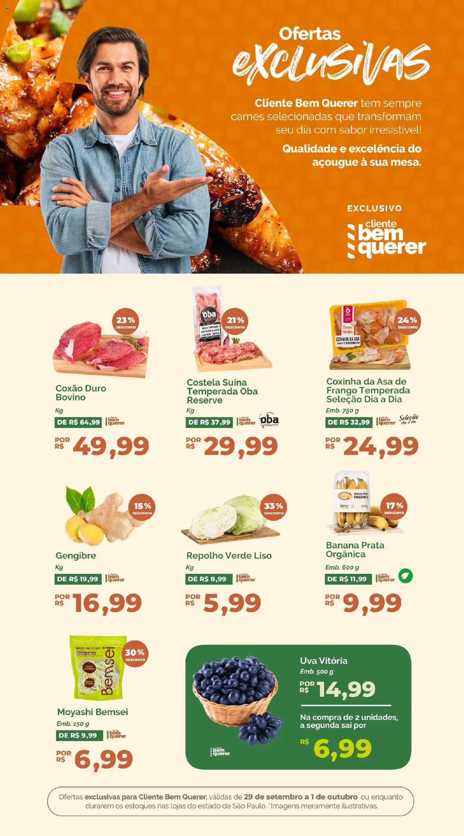 Oba Hortifruti Folheto - válido de 29/09/2026 | Página: 5 | Produtos: Repolho, Asa de frango, Carne, Frango