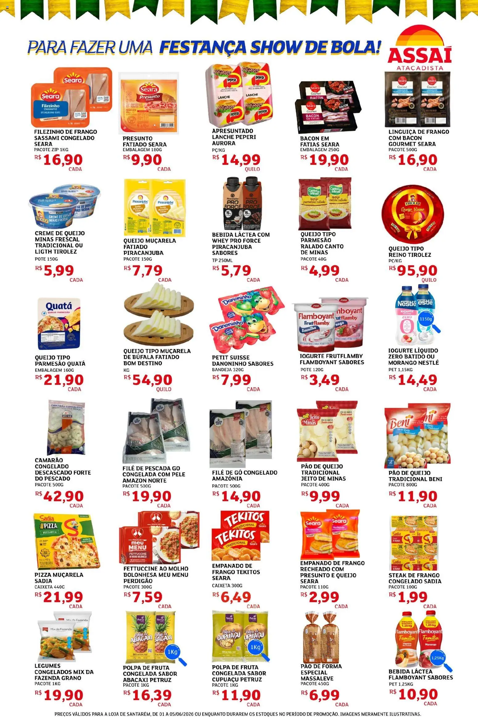 Assaí Atacadista Folheto - válido de 01.06.2026 | Página: 3 | Produtos: Linguiça, Queijo, Cálcio, Creme