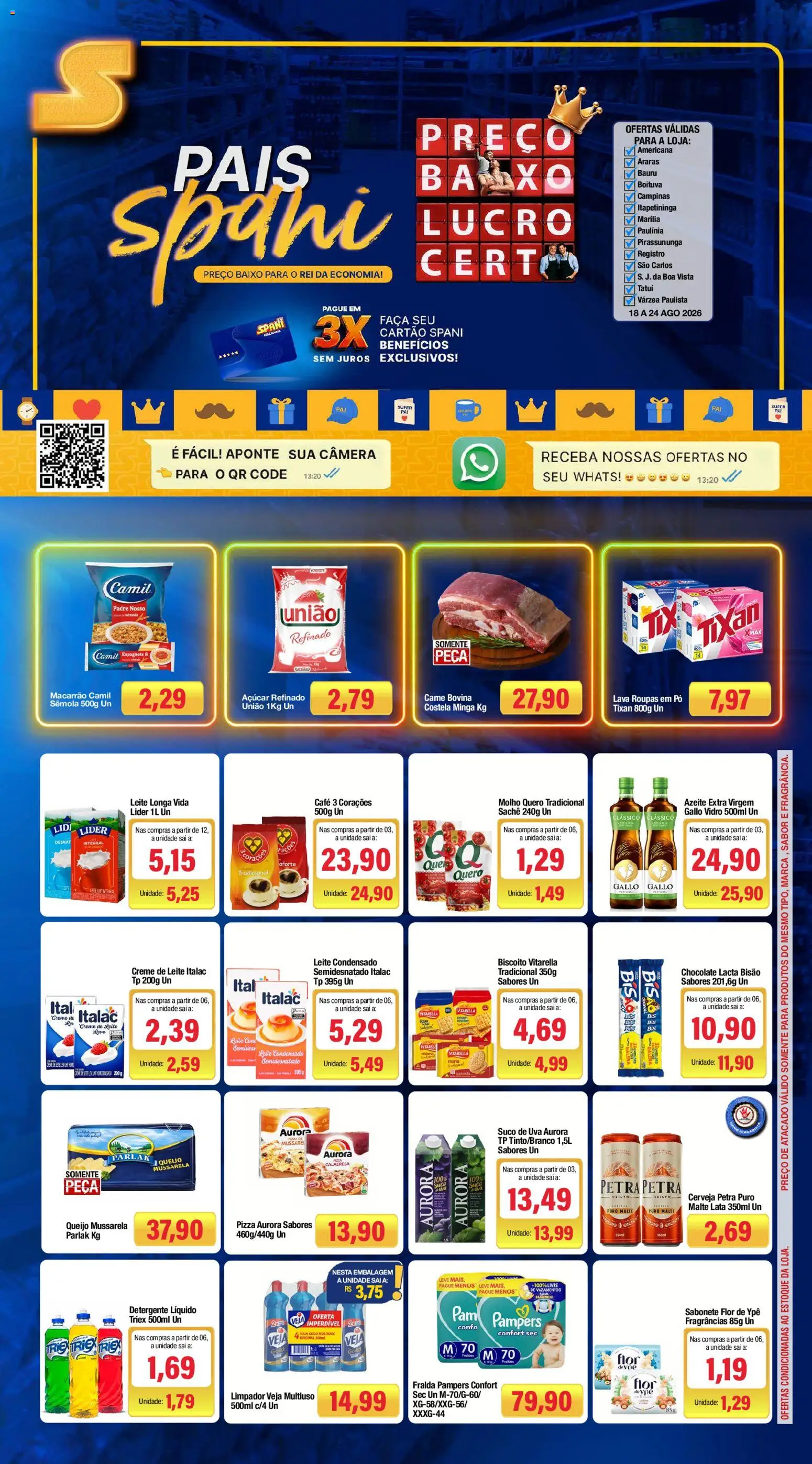 Spani Atacadista Folheto - válido de 18/08/2026 | Página: 1 | Produtos: Azeite extra virgem, Suco, Cerveja, Baixo