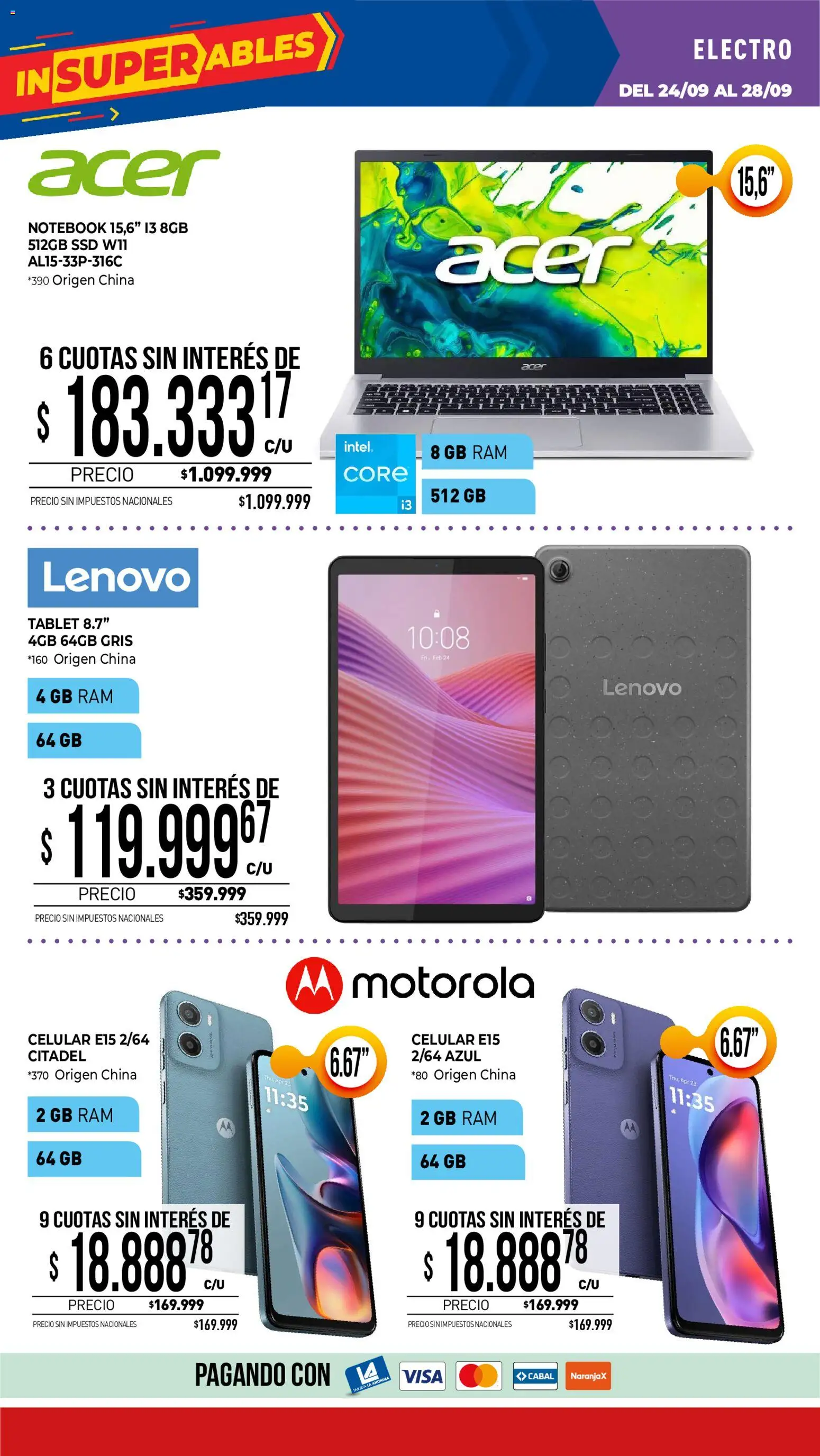 La Anonima catálogo │ válido desde el 24/09/2026 | Página: 33 | Productos: Celular, Tablet, Notebook