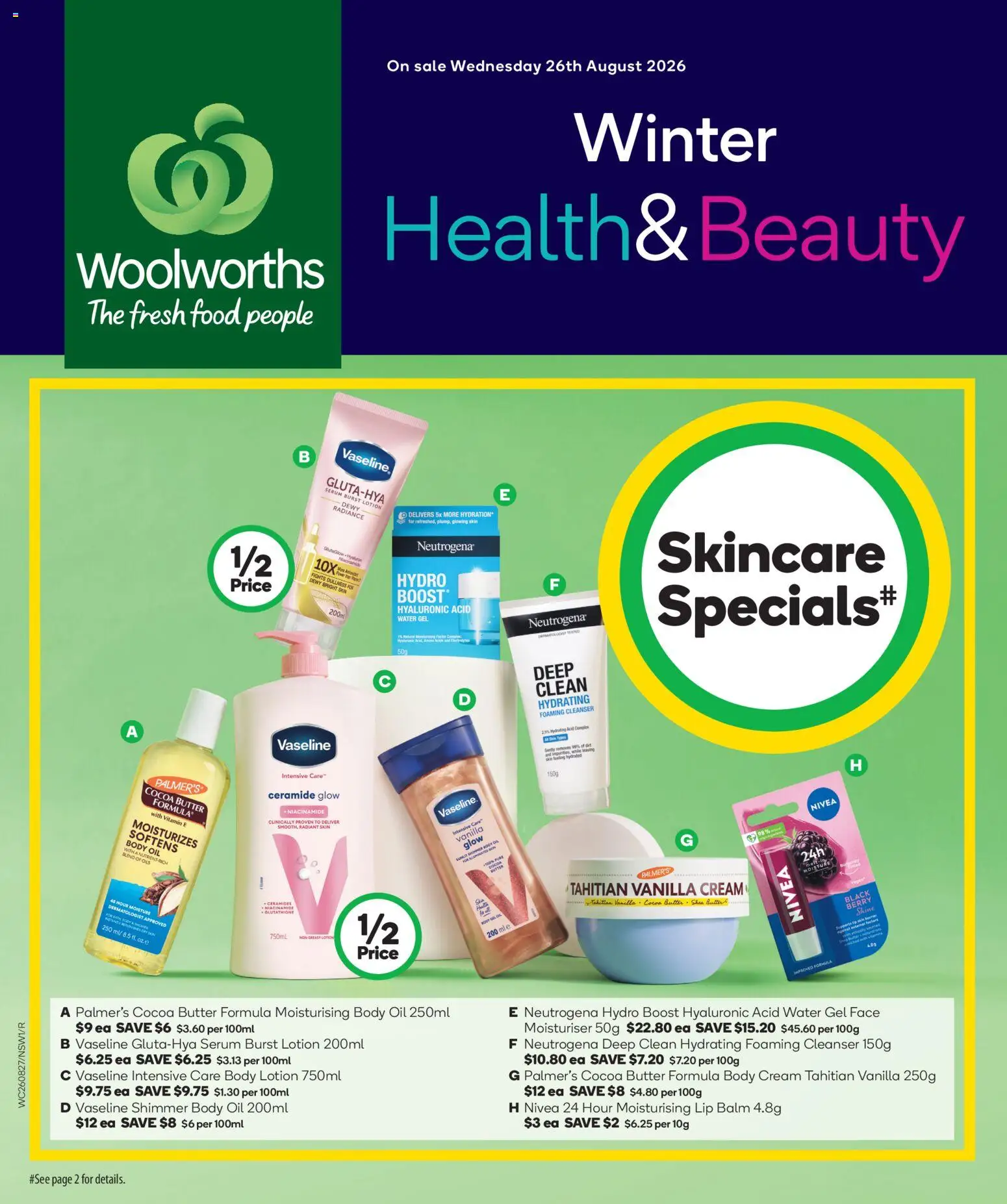 Woolworths catalogue - valid from 26/08/2026 | Page: 1 | Products: Lotion, Water, Dullness, Lip balm