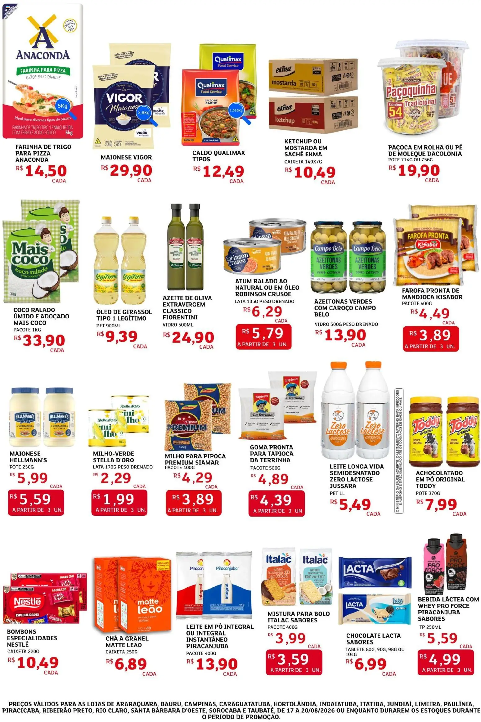 Assaí Atacadista Folheto - válido de 17/08/2026 | Página: 2 | Produtos: Chocolate, Farofa, Atum, Leite em pó