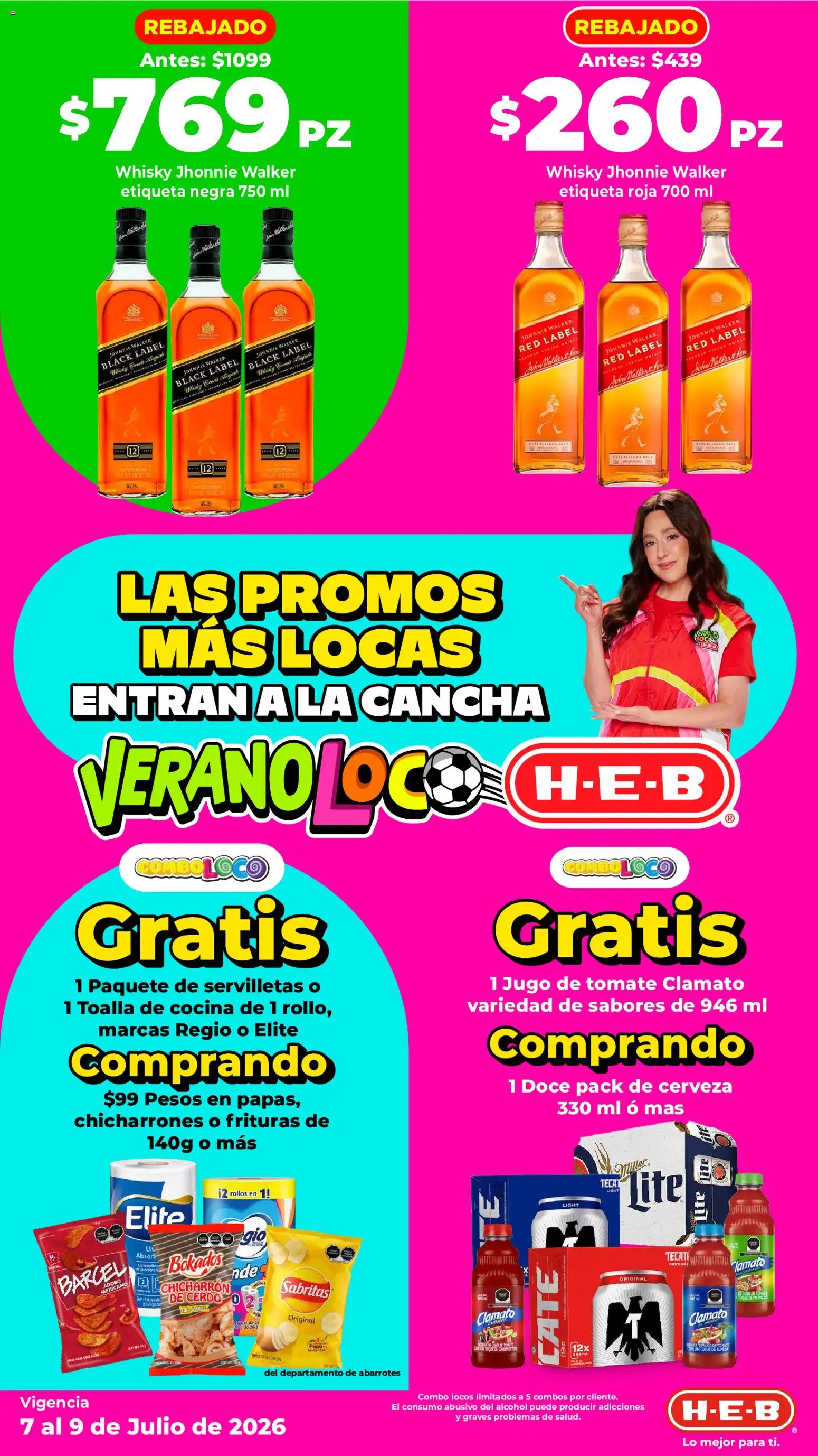 Nuevas ofertas de H-E-B válidas en toda la República Mexicana desde el 07/07/2026. ¡Encuentra las mejores ofertas en H-E-B folleto Las promos más locas! | Página: 3 | Productos: Papa, Tomate, Toalla, Servilletas
