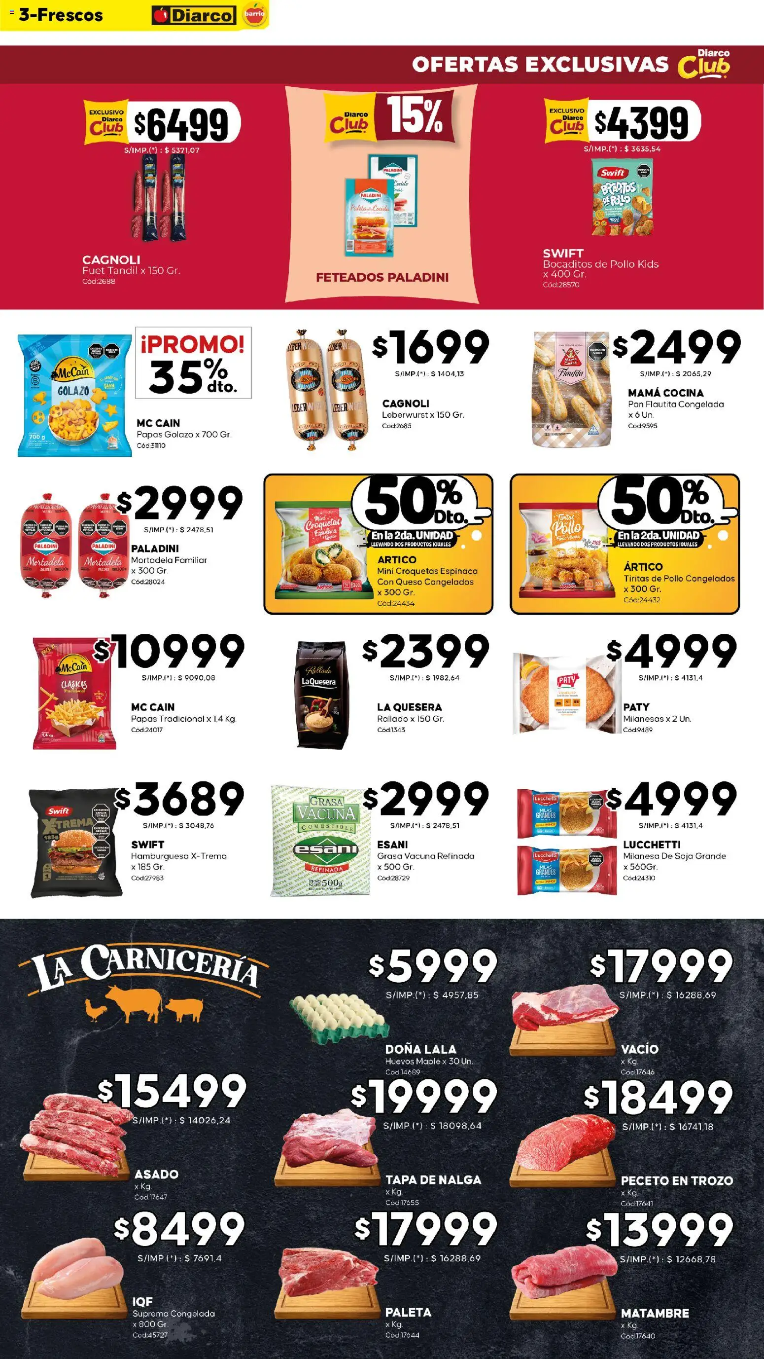Diarco - Ofertas Diarco Barrio │ válido desde el 29/06/2026 | Página: 3 | Productos: Cocina, Mortadela, Paleta, Queso