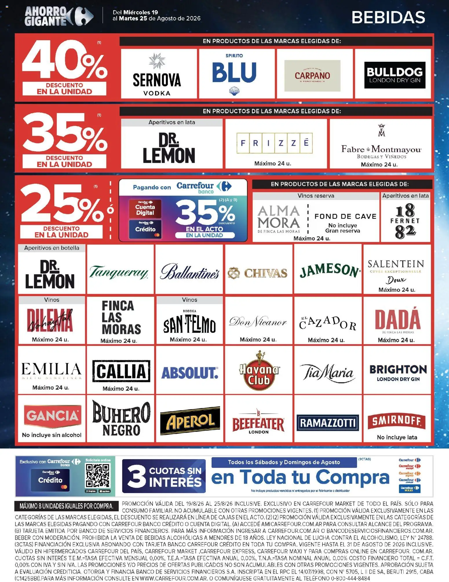 Carrefour ofertas │ válido desde el 19/08/2026 | Página: 45 | Productos: Vodka, Botella, Gin, Fernet