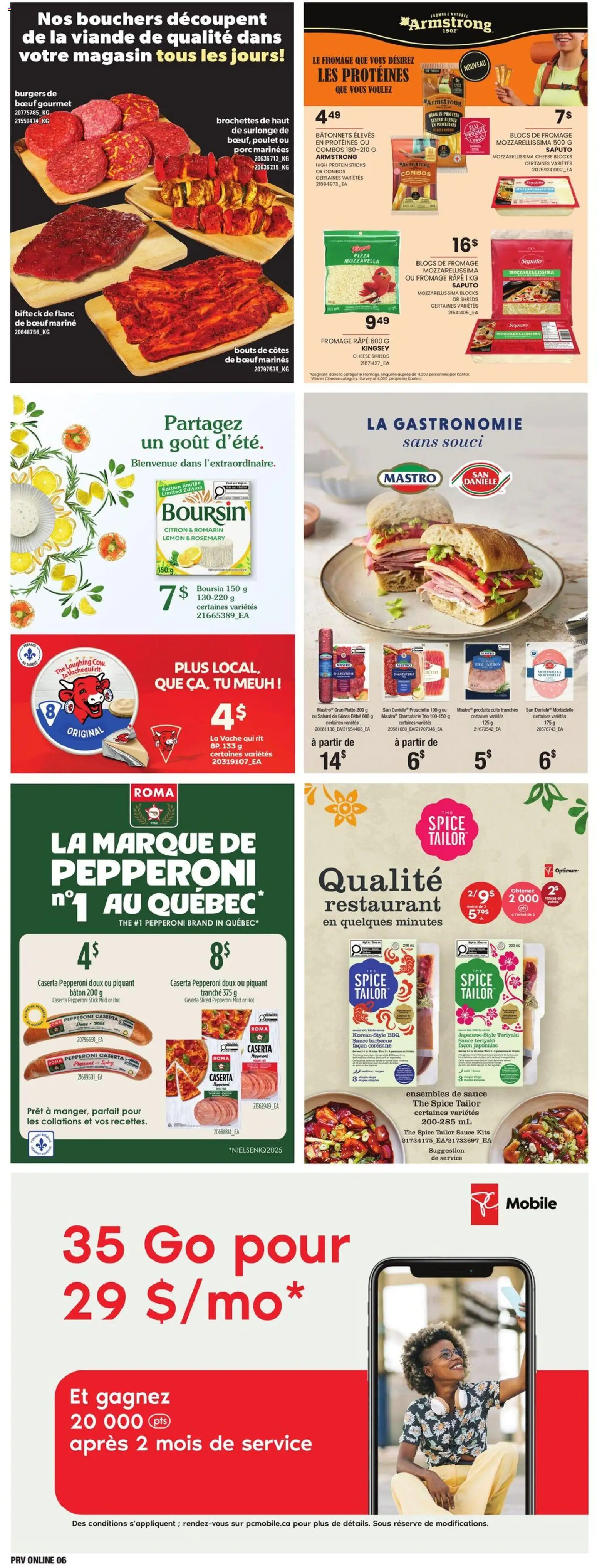 Provigo flyer valid from Jul 16, 2026 | Page: 9 | Products: Mozzarella, Burgers, Cheese, Protein