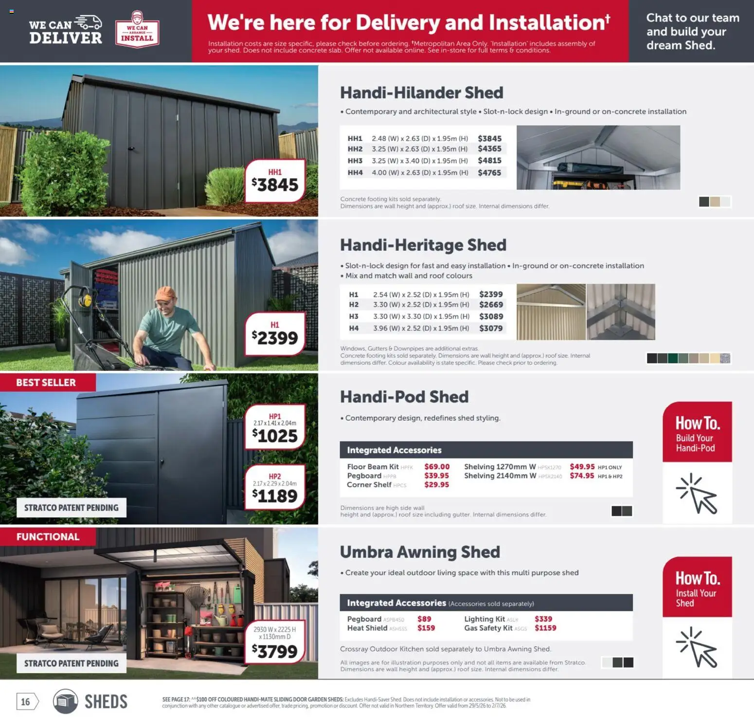 Stratco catalogue - valid from 29.05.2026 | Page: 16 | Products: Shelf, Kits, Shed, Accessories