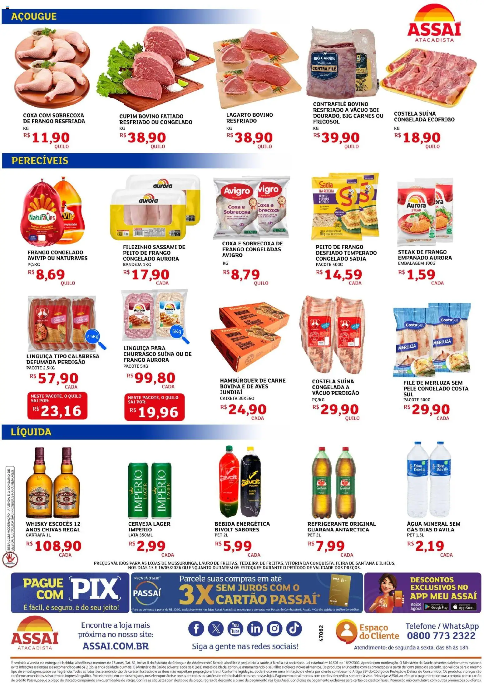 Assaí Atacadista Folheto - válido de 15.05.2026 | Página: 2 | Produtos: Base, Carne, Água mineral, Frango