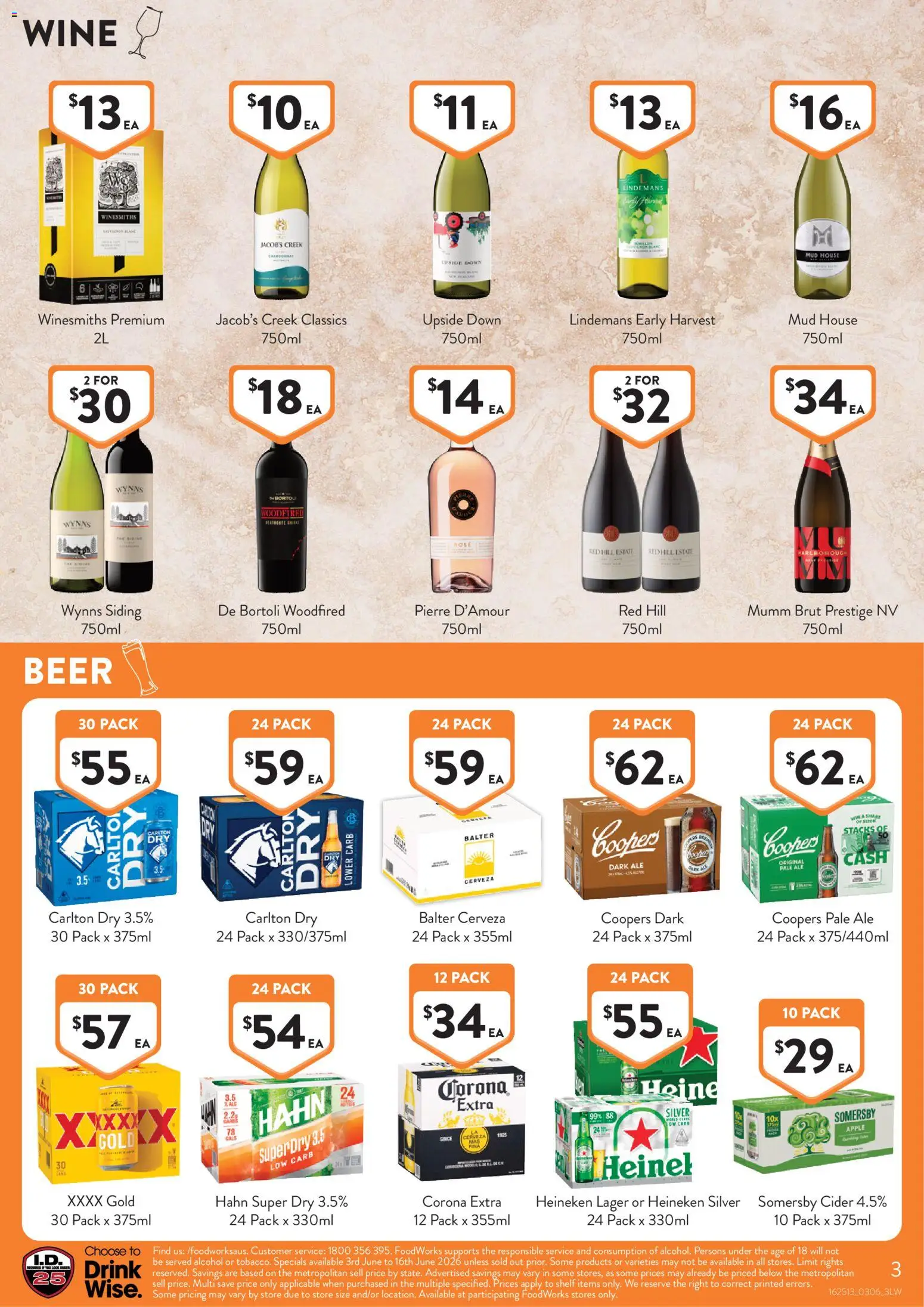 Foodworks catalogue - valid from 03.06.2026 | Page: 3 | Products: Shelf, Wine, Beer