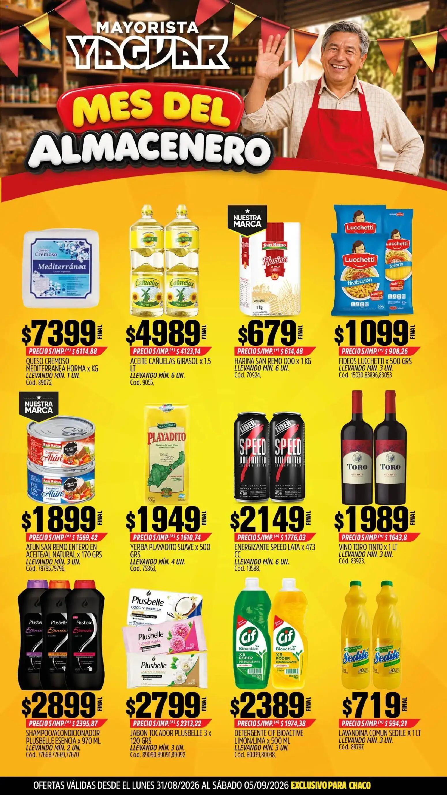 Yaguar - Oferta Semanal Chaco │ válido desde el 31/08/2026 | Página: 1 | Productos: Vainilla, Flores, Queso, Fideos