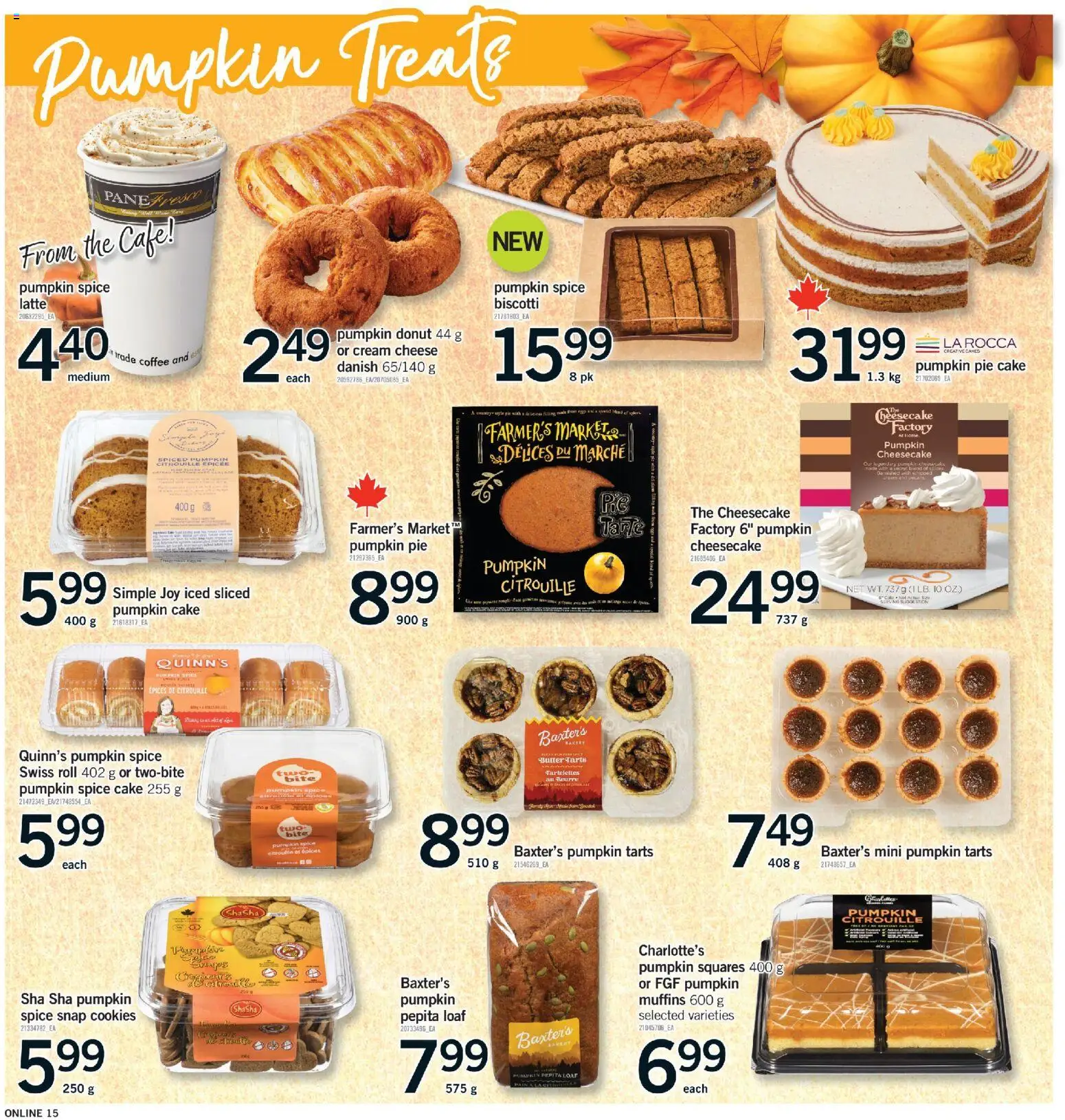 Fortinos flyer valid from Oct 1, 2026 | Page: 15 | Products: Cookies, Cheese, Coffee, Pumpkin