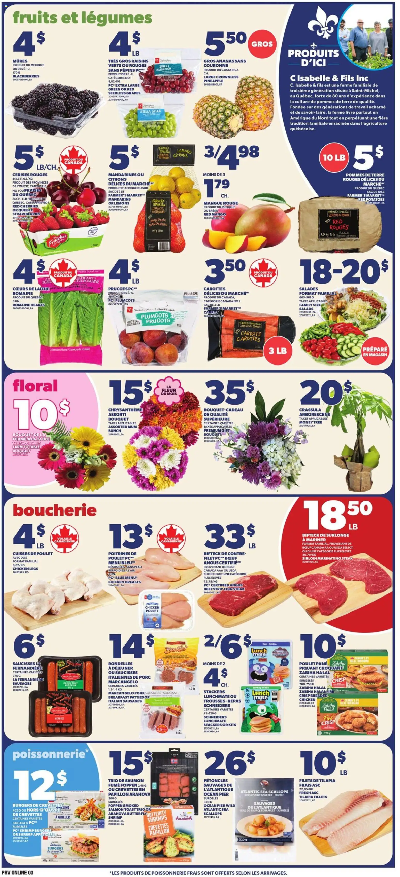 Provigo flyer valid from Aug 27, 2026 | Page: 3 | Products: Carrots, Shrimp, Seedless grapes, Chicken