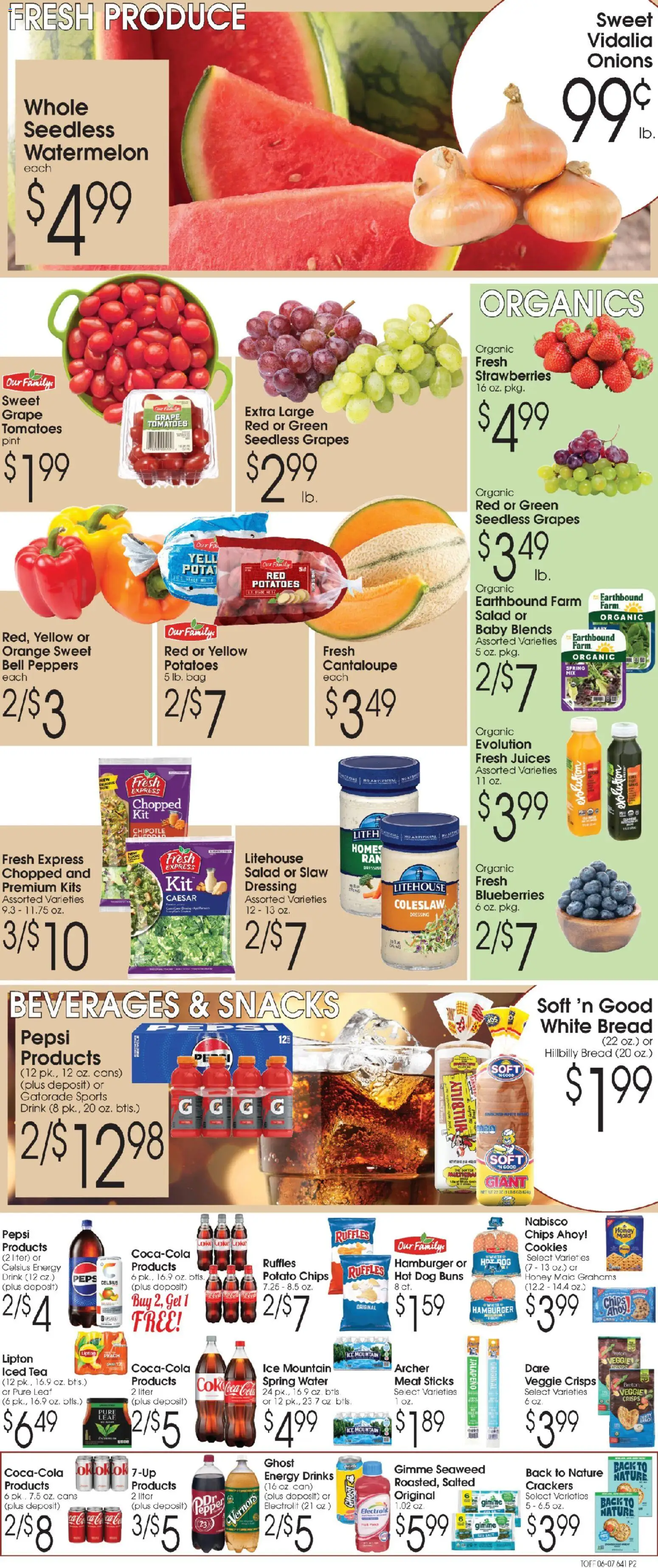 Family Fare Ad - valid from 07.06.2026 | Page: 2 | Products: Bread, Cookies, Potatoes, Blueberries