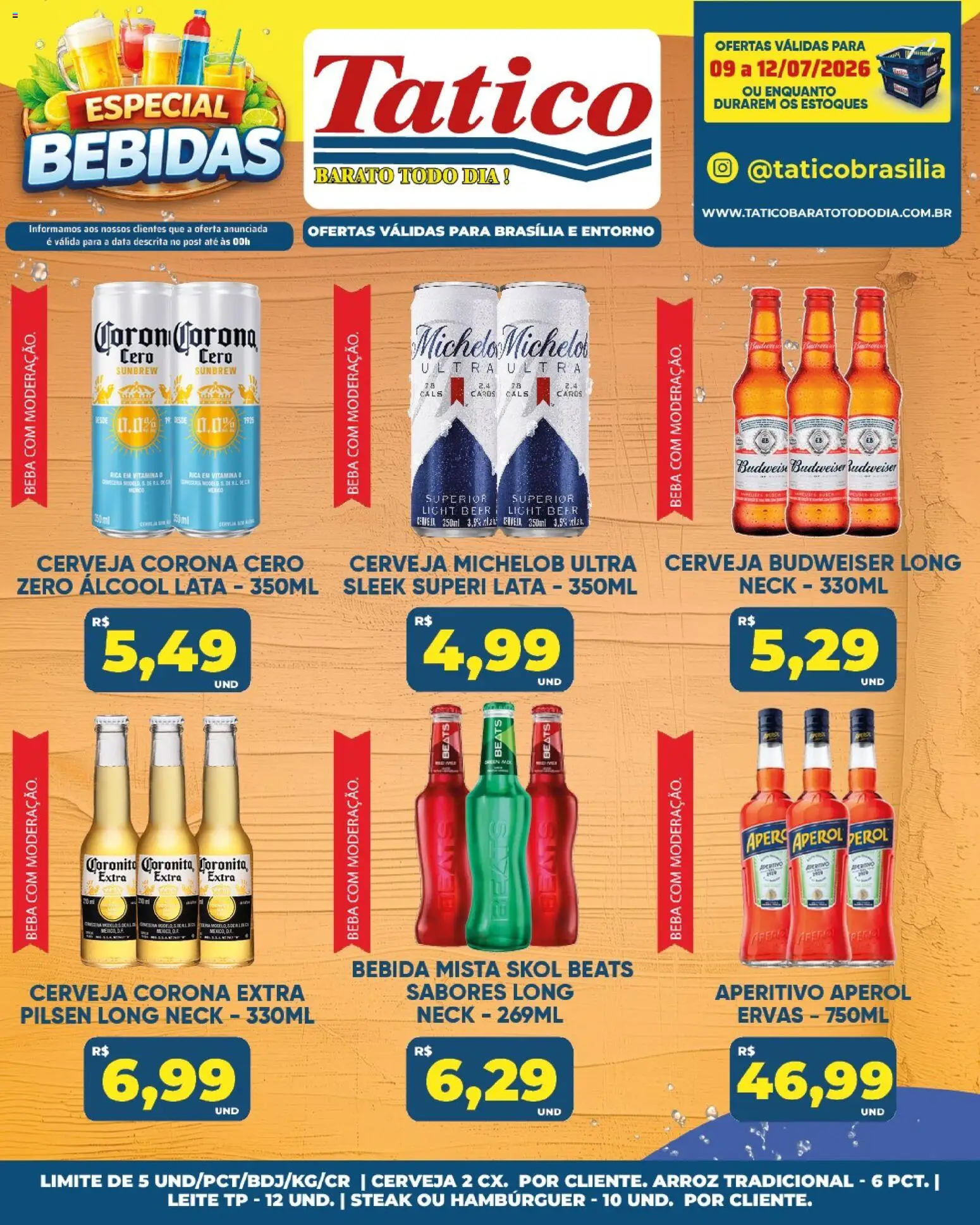 Tatico Folheto - válido de 11/07/2026 | Página: 30 | Produtos: Leite, Cerveja, Arroz, Hambúrguer