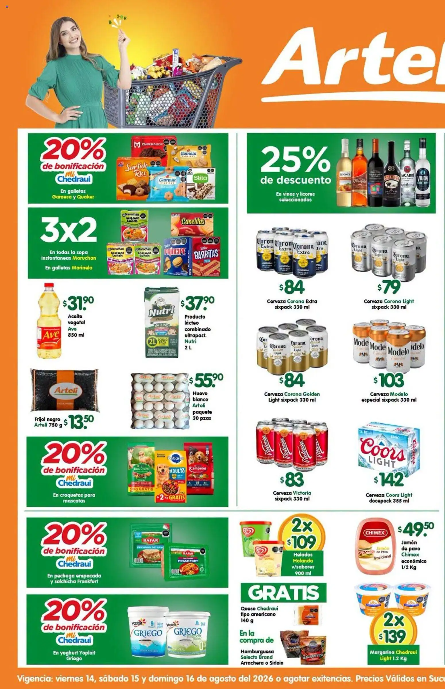 Nuevas ofertas de Arteli válidas en toda la República Mexicana desde el 25/09/2026. ¡Encuentra las mejores ofertas en Arteli folleto Express! | Página: 1 | Productos: Salchicha, Sopa, Corona Extra, Margarina