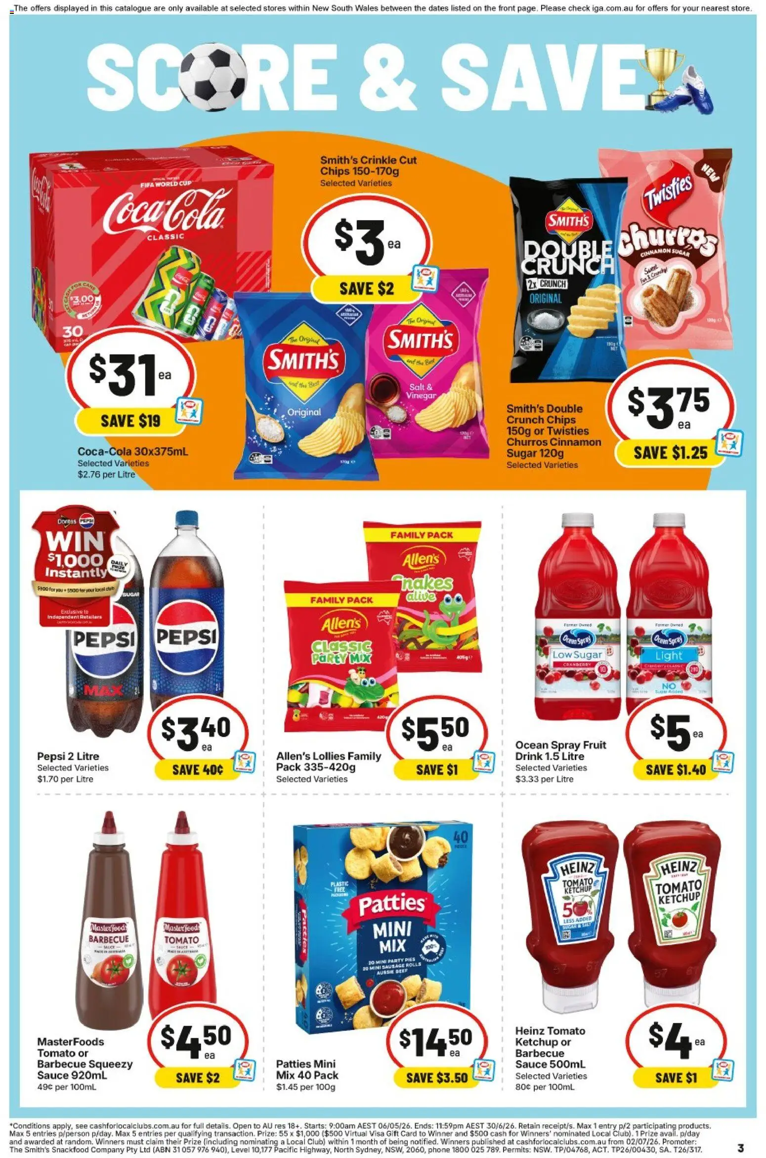 IGA catalogue - valid from 17.06.2026 | Page: 3 | Products: Sauce, Salt, Sugar, Phone