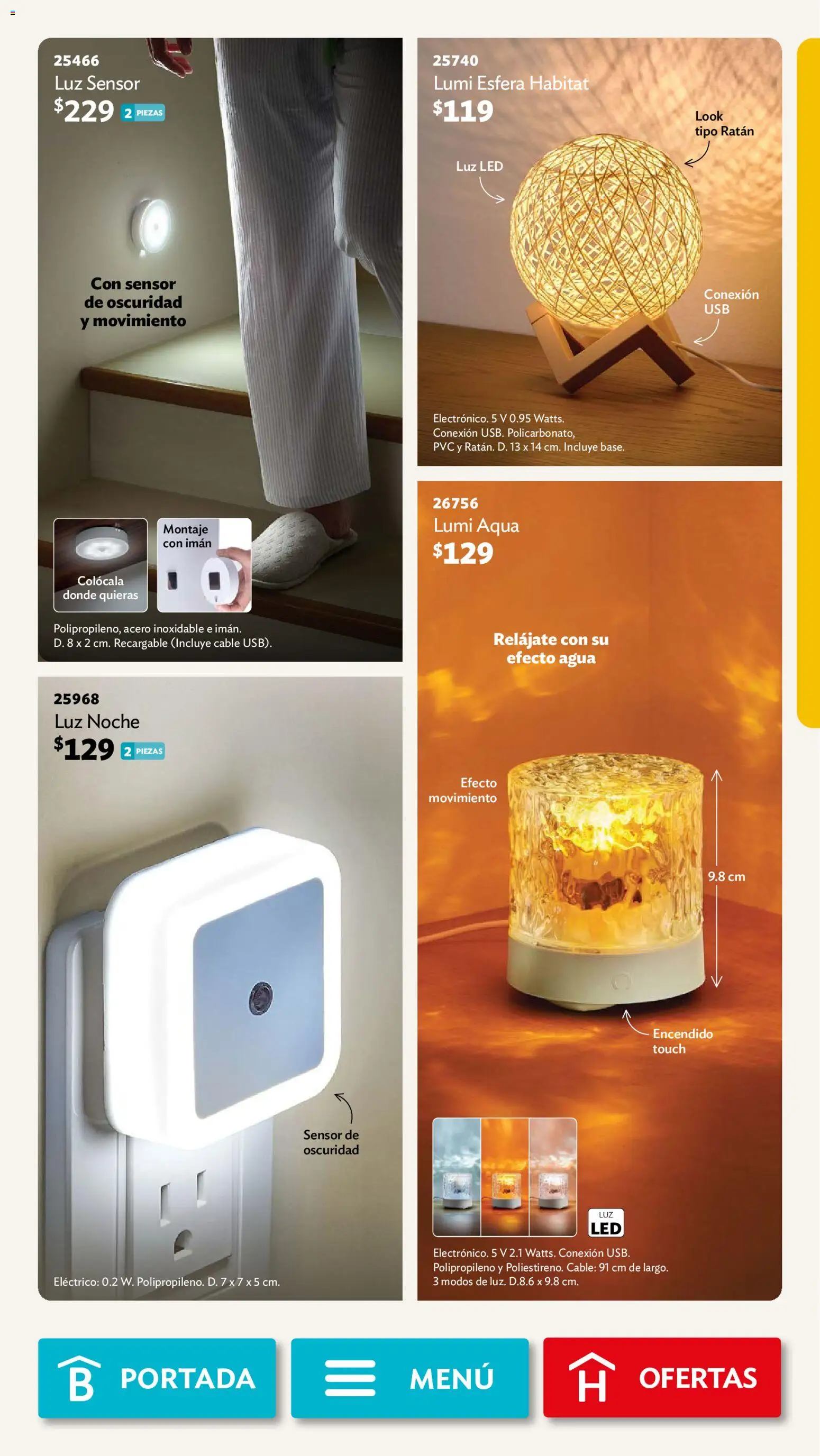 Nuevas ofertas de Betterware válidas en toda la República Mexicana desde el 31/08/2026. ¡Encuentra las mejores ofertas en Betterware campaña 9 2026! | Página: 71 | Productos: Luz LED, Imán, Agua, Cable