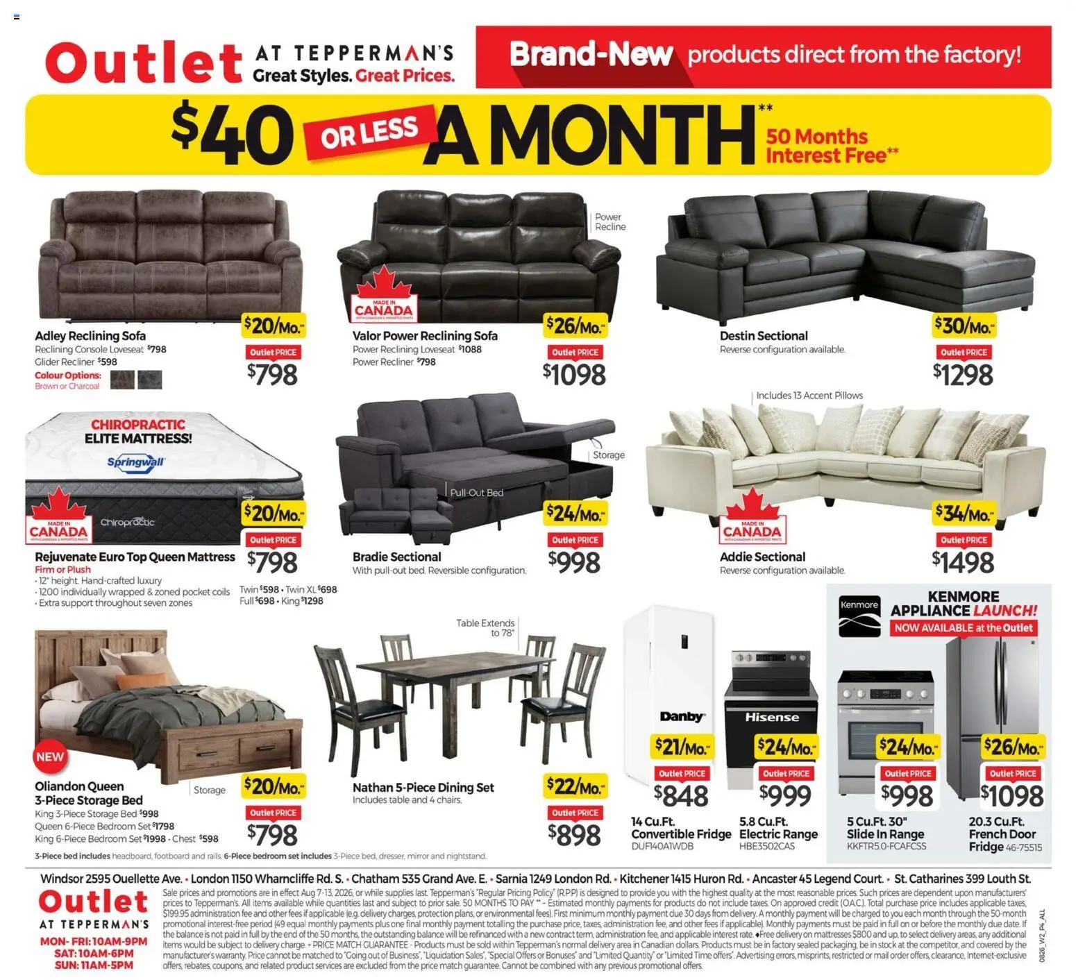 Tepperman's flyer valid from Aug 7, 2026 | Page: 13 | Products: Mattresses, Bed, Charcoal, Door