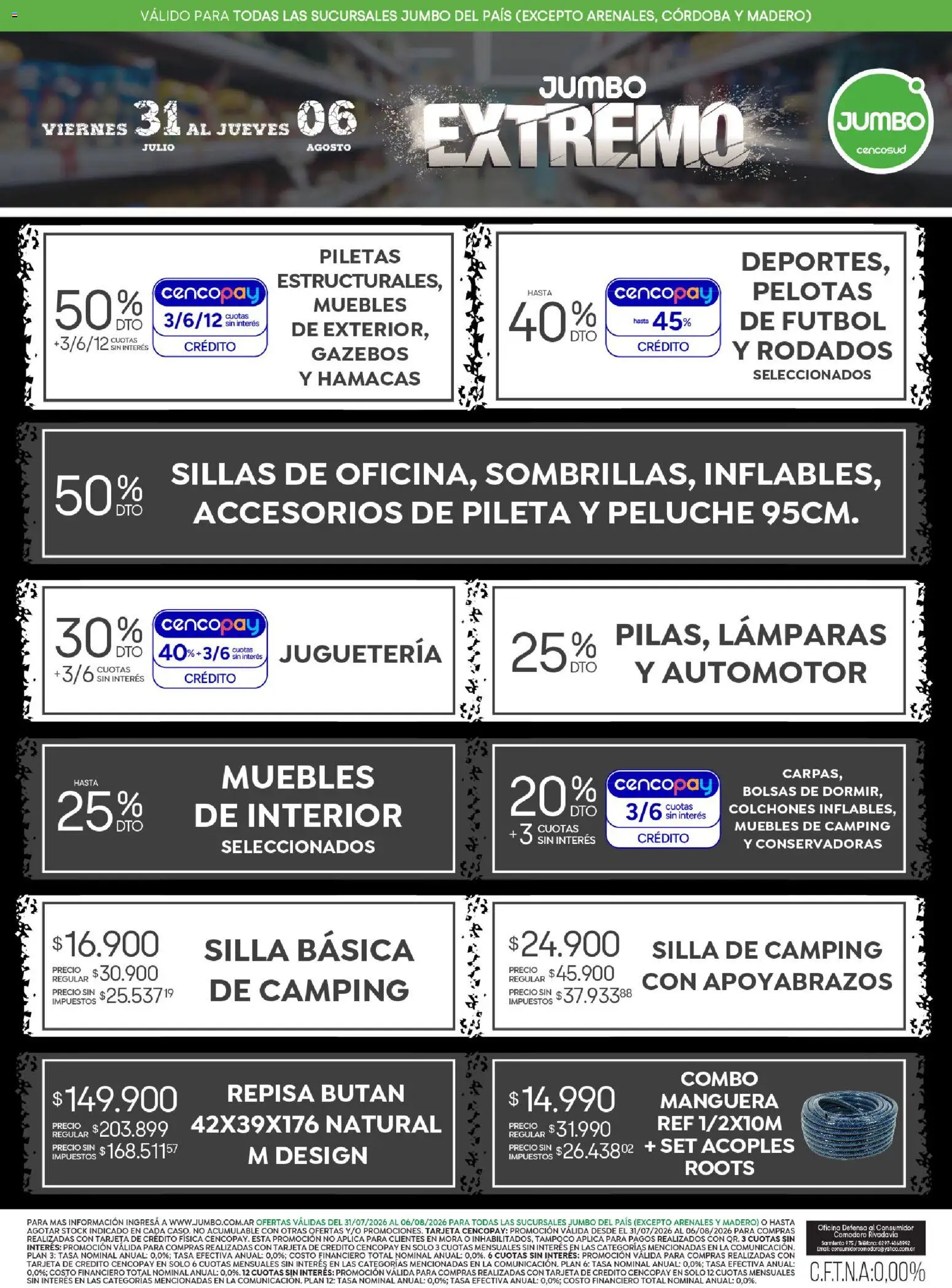 Jumbo - Ofertas | Electro y Hogar │ válido desde el 31/07/2026 | Página: 3 | Productos: Teléfono, Silla, Manguera, Repisa