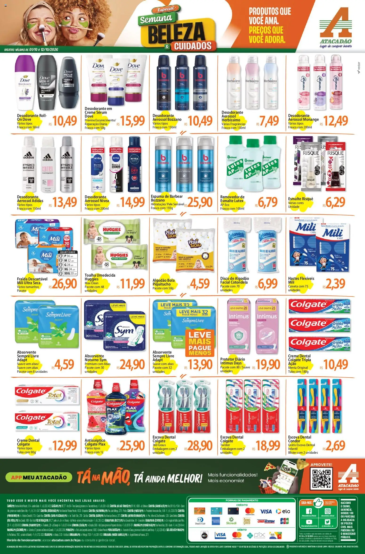 Atacadão Folheto - válido de 01/10/2026 | Página: 2 | Produtos: Desodorante, Algodão, Dove, Creme dental