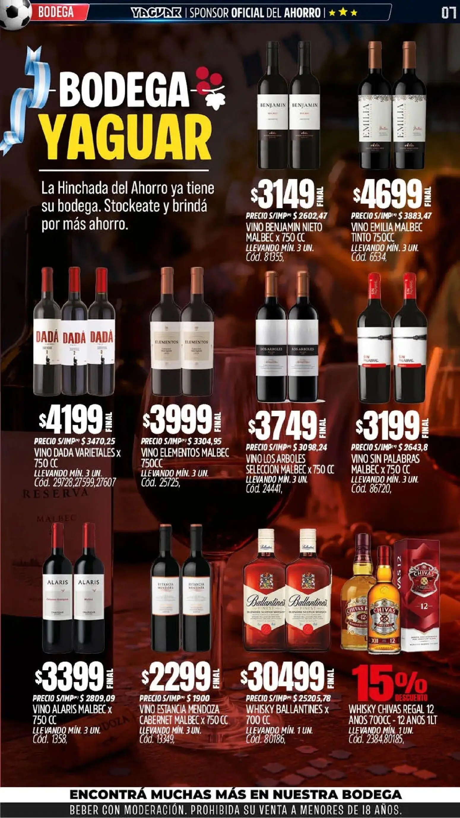 Yaguar - Oferta Semanal Córdoba │ válido desde el 01.06.2026 | Página: 7 | Productos: Whisky, Vino
