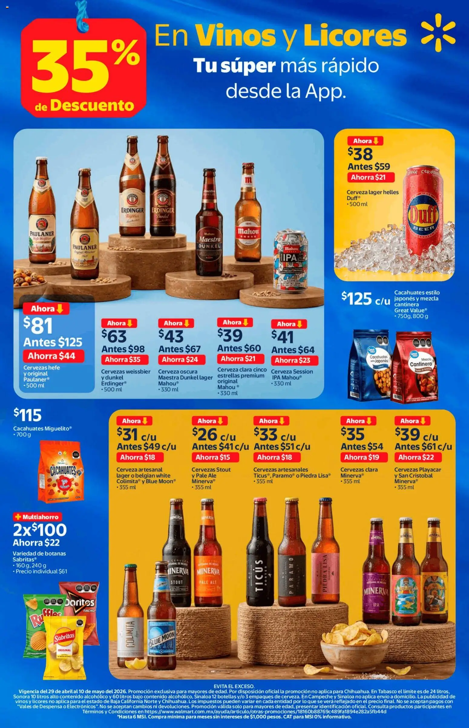 Nuevas ofertas de Walmart válidas en toda la República Mexicana desde el 29.04.2026. ¡Encuentra las mejores ofertas en Walmart folleto Vinos y licores con 35% de descuento! | Página: 15