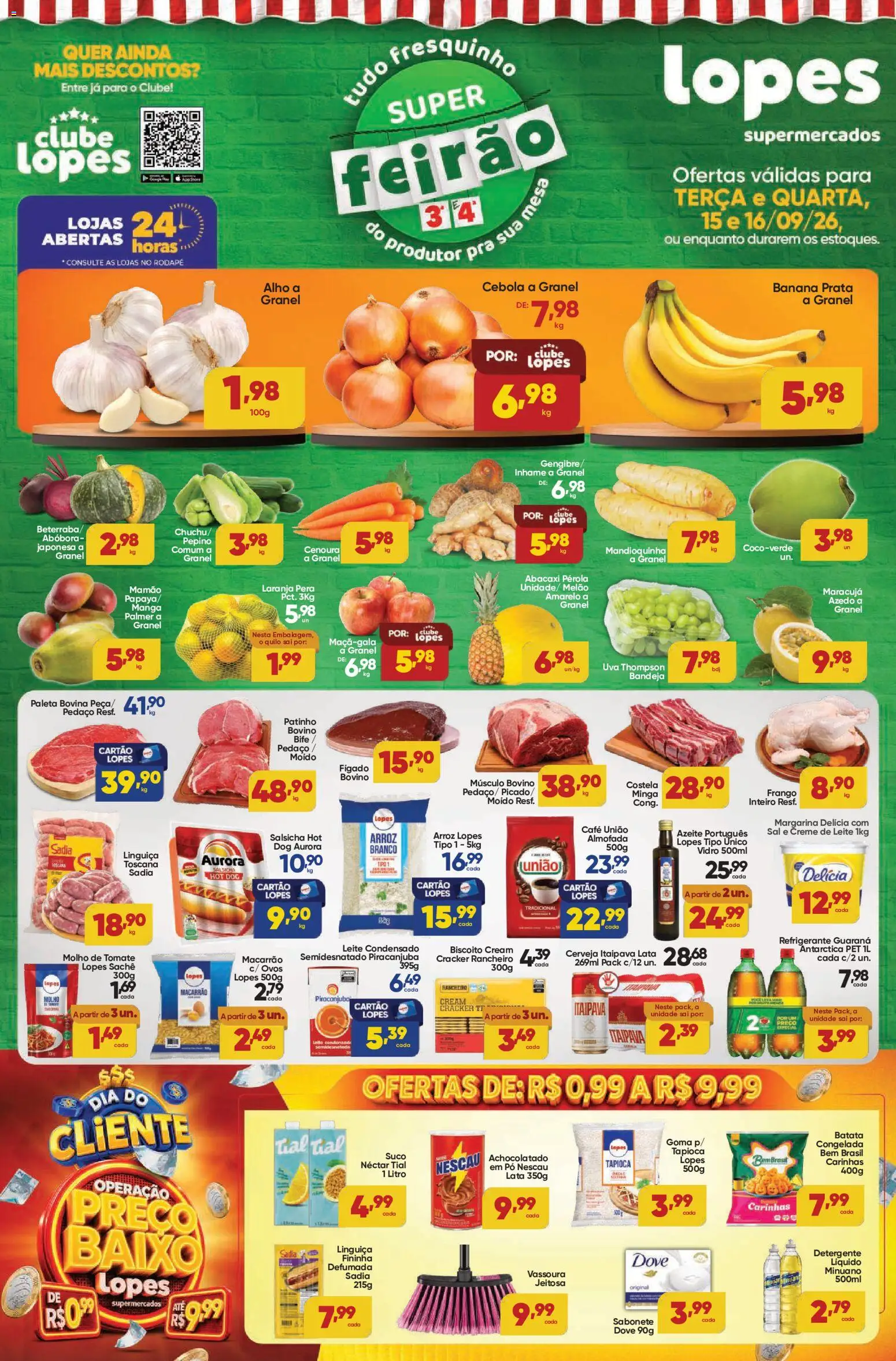 Lopes Supermercados Folheto - válido de 15/09/2026 | Página: 1 | Produtos: Inhame, Detergente, Bandeja, Refrigerante