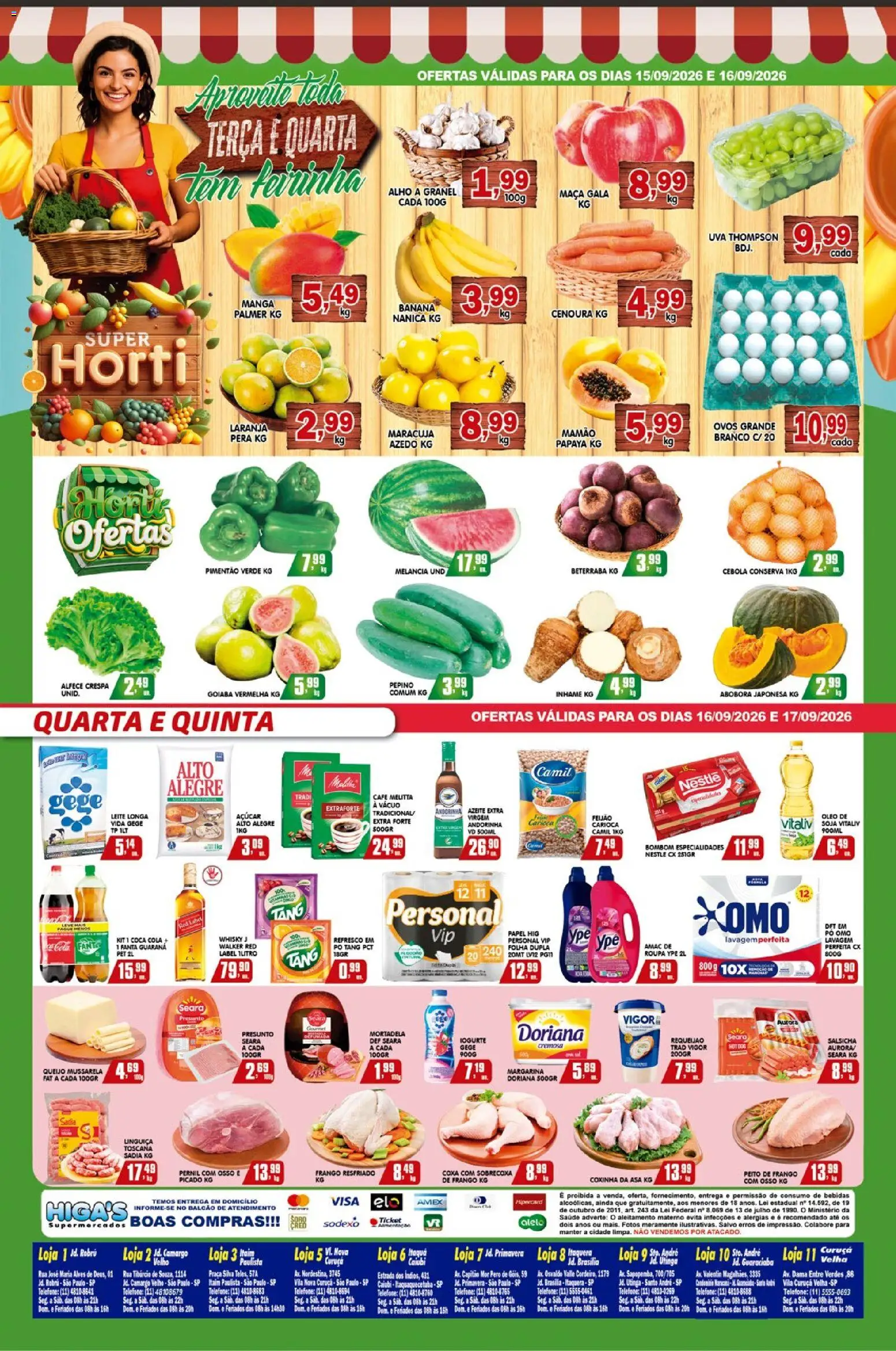 Higa's Supermercado Folheto - válido de 16/09/2026 | Página: 4 | Produtos: Goiaba, Cebola, Inhame, Pó