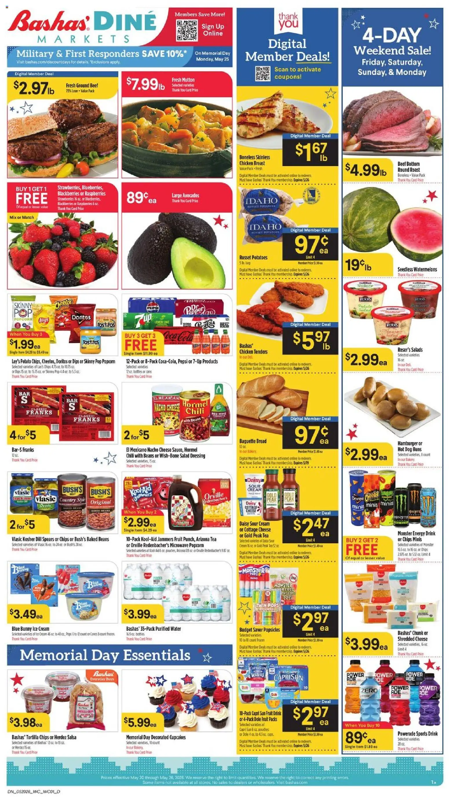 Basha's Dine - valid from 20.05.2026 | Page: 1 | Products: Bread, Microwave, Strawberries, Chips
