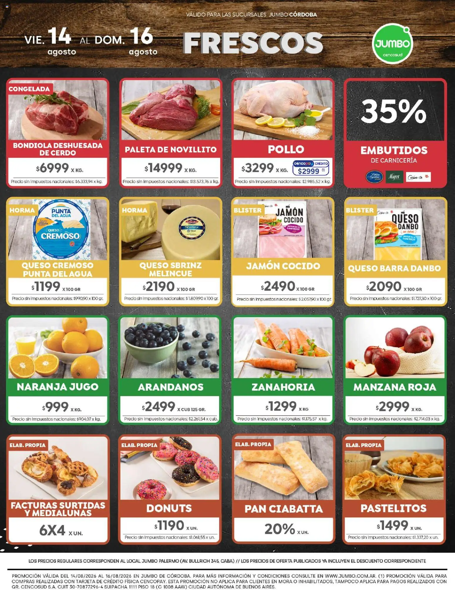 Jumbo - Ofertas | Córdoba │ válido desde el 13/08/2026 | Página: 8 | Productos: Manzana, Queso, Jamón, Cerdo