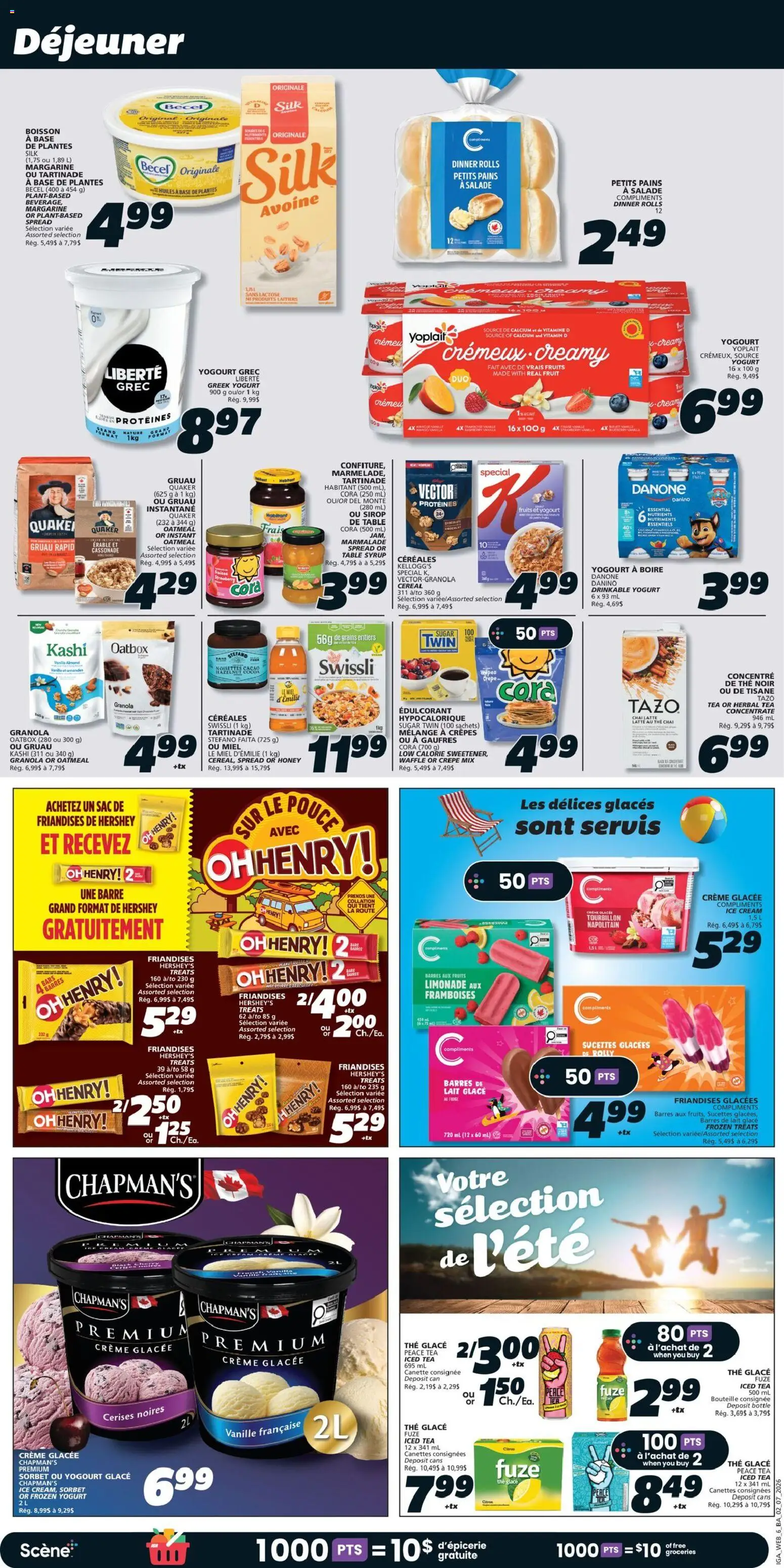 IGA flyer valid from Jul 2, 2026 | Page: 9 | Products: Tea, Ice cream, Table, Yogurt