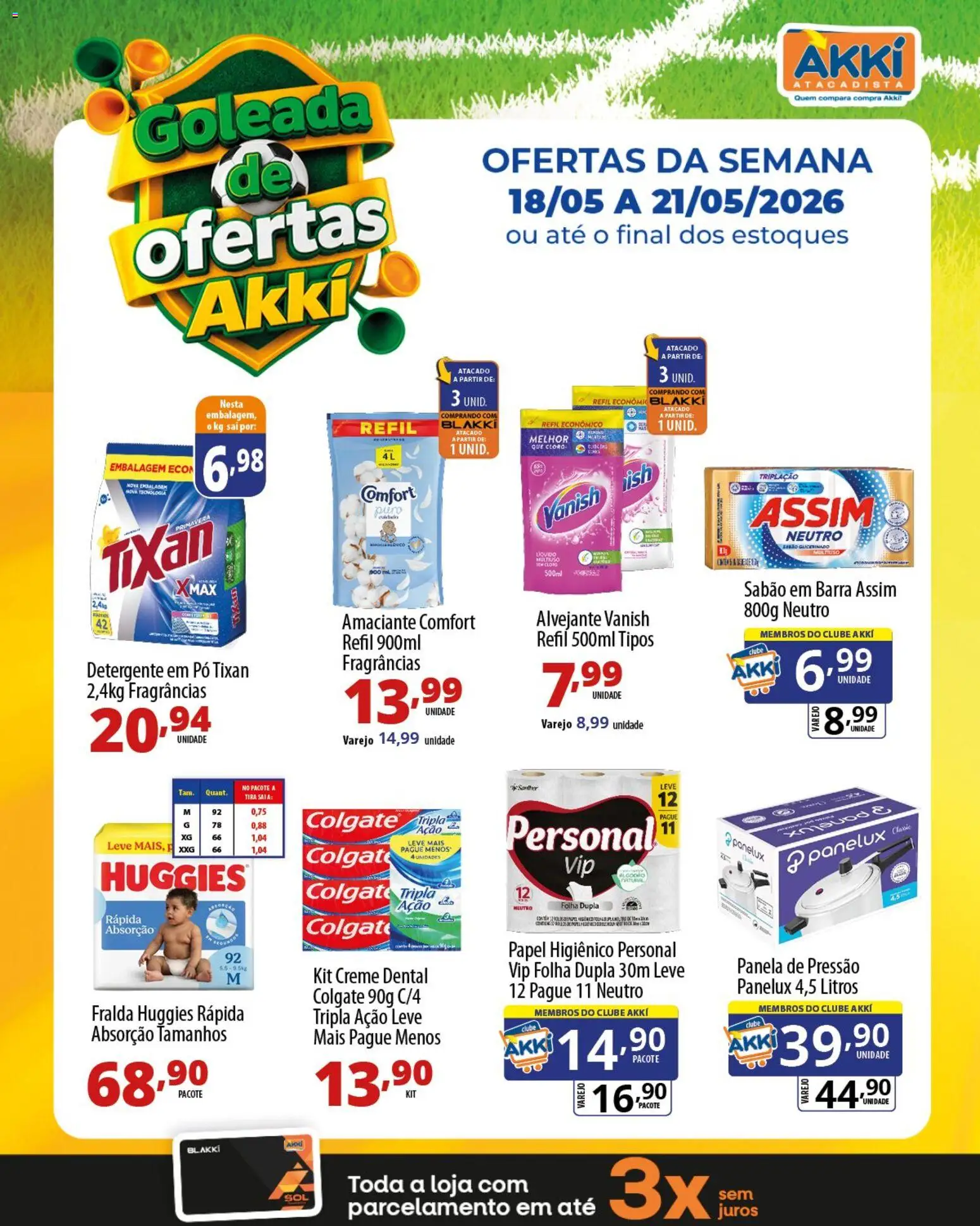 Akki Atacadista Folheto - válido de 18.05.2026 | Página: 1 | Produtos: Pó, Alvejante, Creme, Vanish