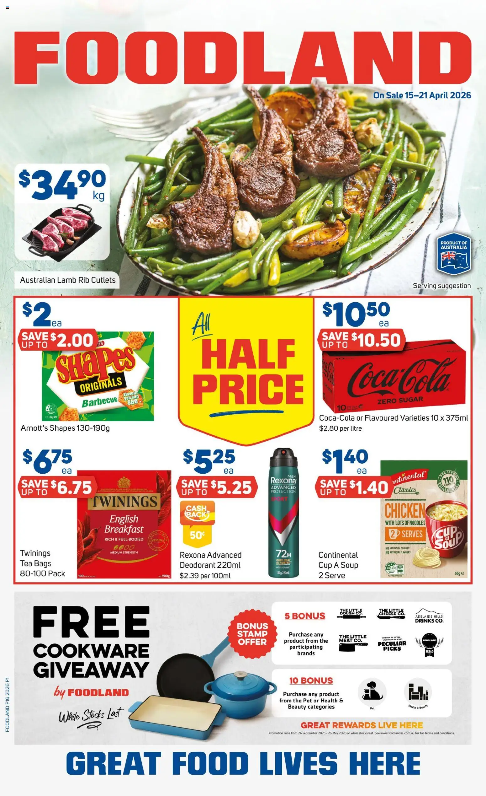Foodland catalogue - valid from 15.04.2026 | Page: 1 | Products: Cheese, Tea, Cookware, Soup