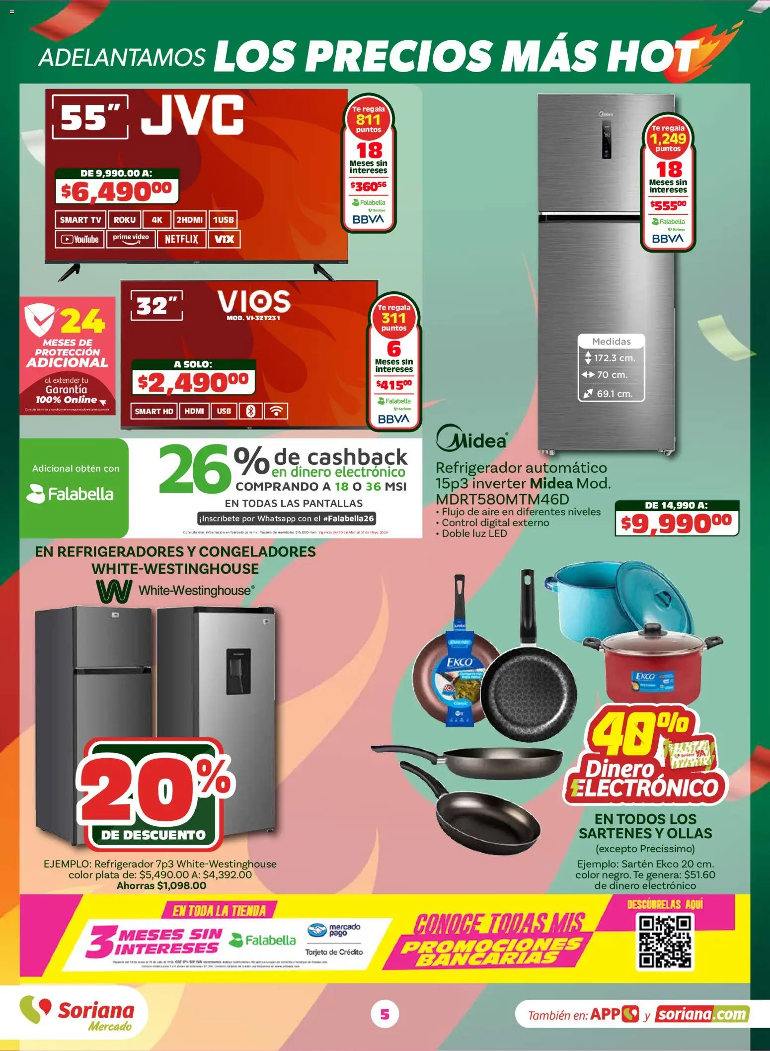 Nuevas ofertas de Soriana válidas en toda la República Mexicana desde el 19.05.2026. ¡Encuentra las mejores ofertas en Soriana Con Julio Regalado siempre ganas Mercado Nacional! | Página: 5 | Productos: Refrigerador, Té, Sartén, Video