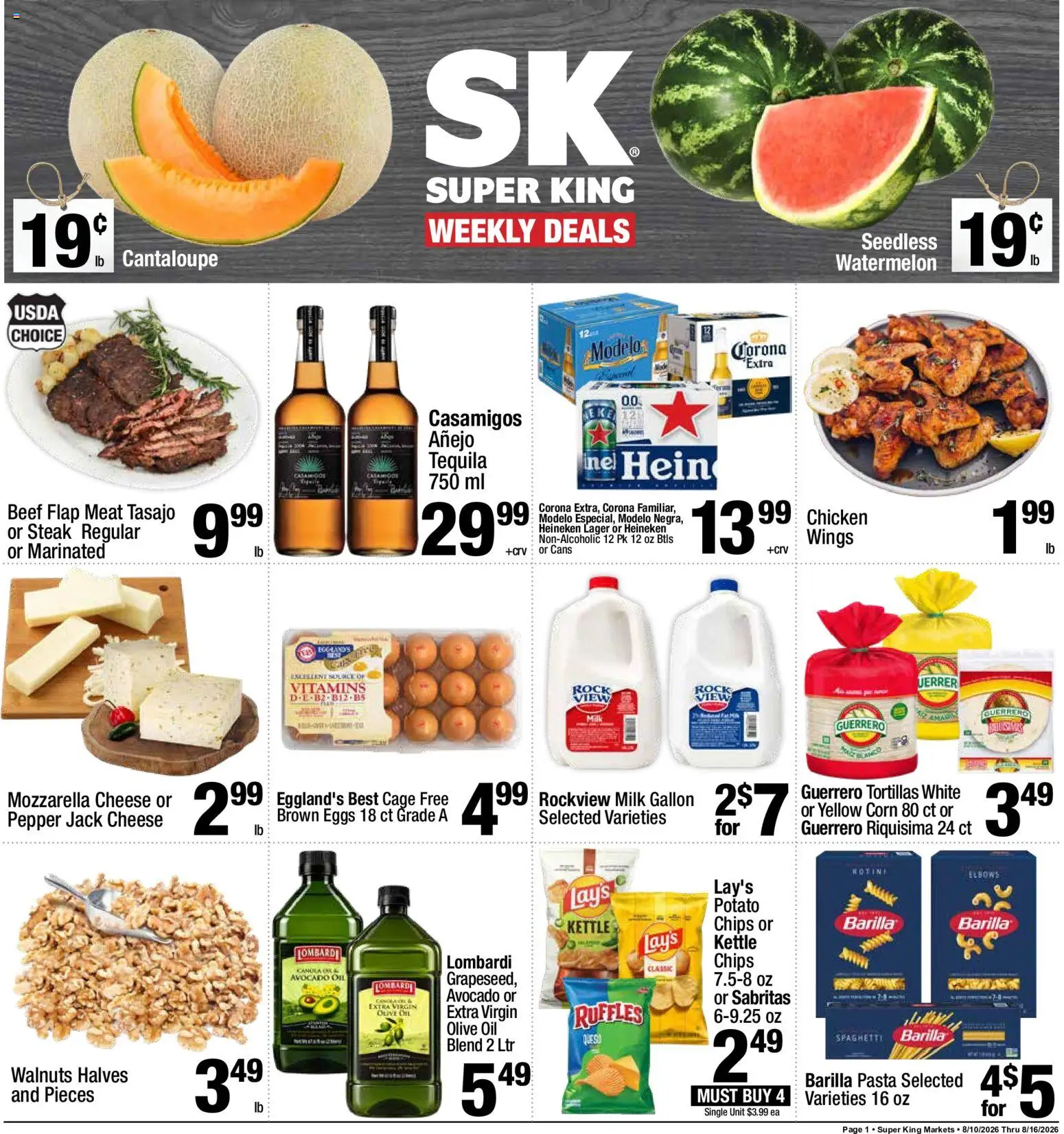 Super King Ad - valid from 08/10/2026 | Page: 1 | Products: Meat, Olive oil, Chips, Steak