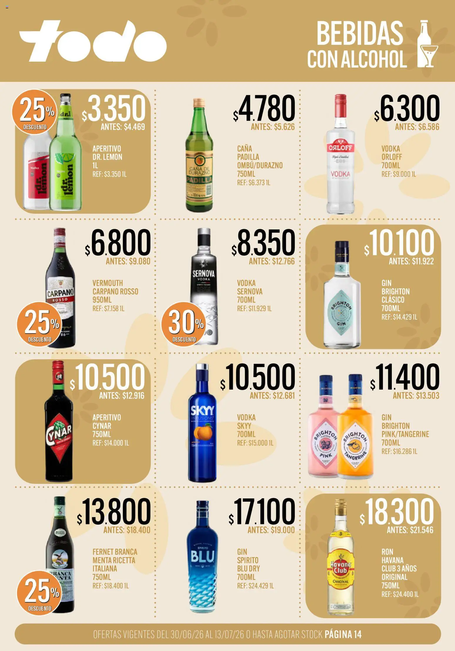 Supermercados TODO Ofertas │ válido desde el 30/06/2026 | Página: 14 | Productos: Vodka, Durazno, Fernet