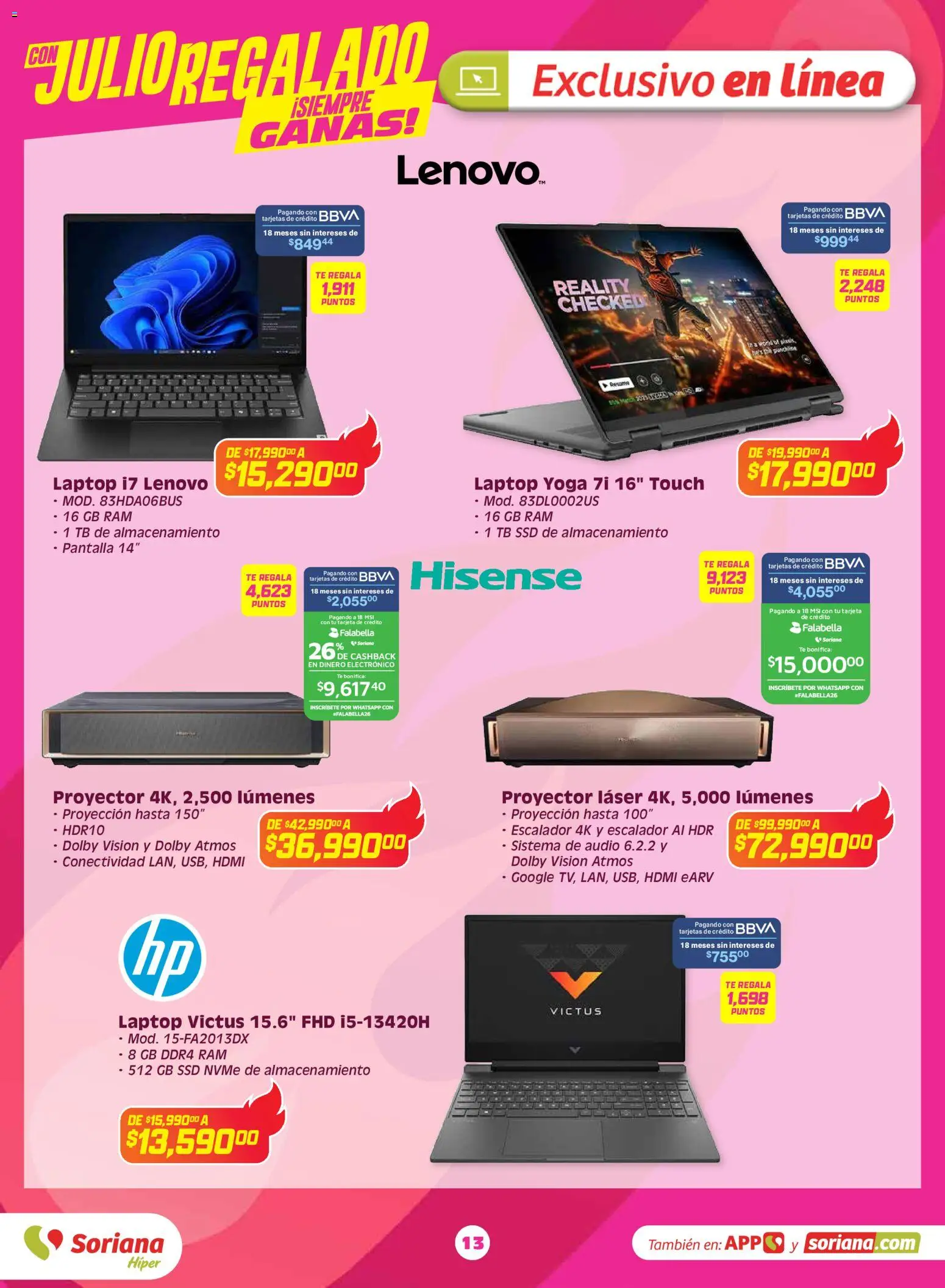 Nuevas ofertas de Soriana válidas en toda la República Mexicana desde el 03.06.2026. ¡Encuentra las mejores ofertas en Soriana Con Julio Regalado siempre ganas Híper Nacional! | Página: 12 | Productos: Proyector, Audio, Té