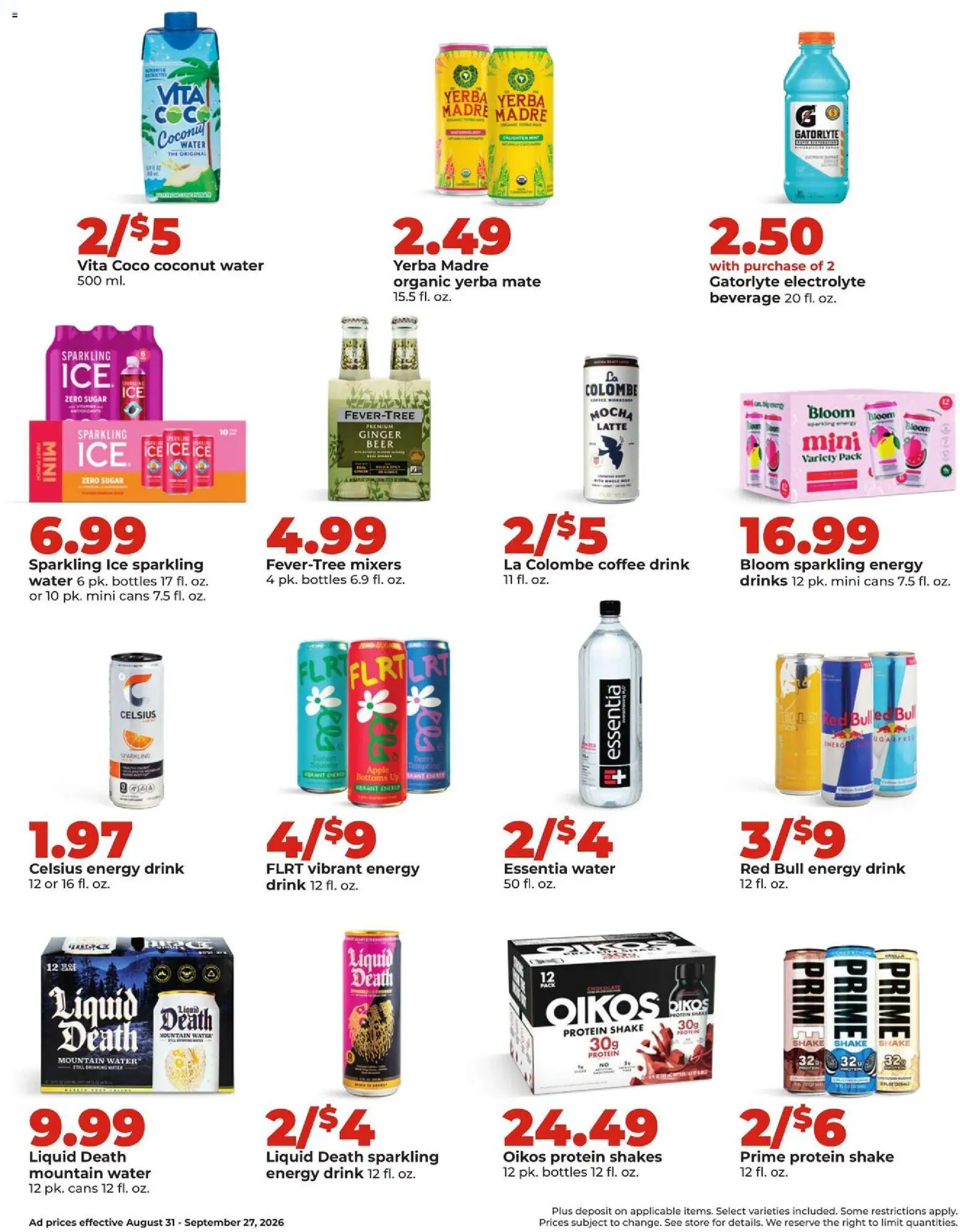 HyVee Monthly Ad - valid from 08/31/2026 | Page: 25 | Products: Water, Fruit, Ice, Energy drink