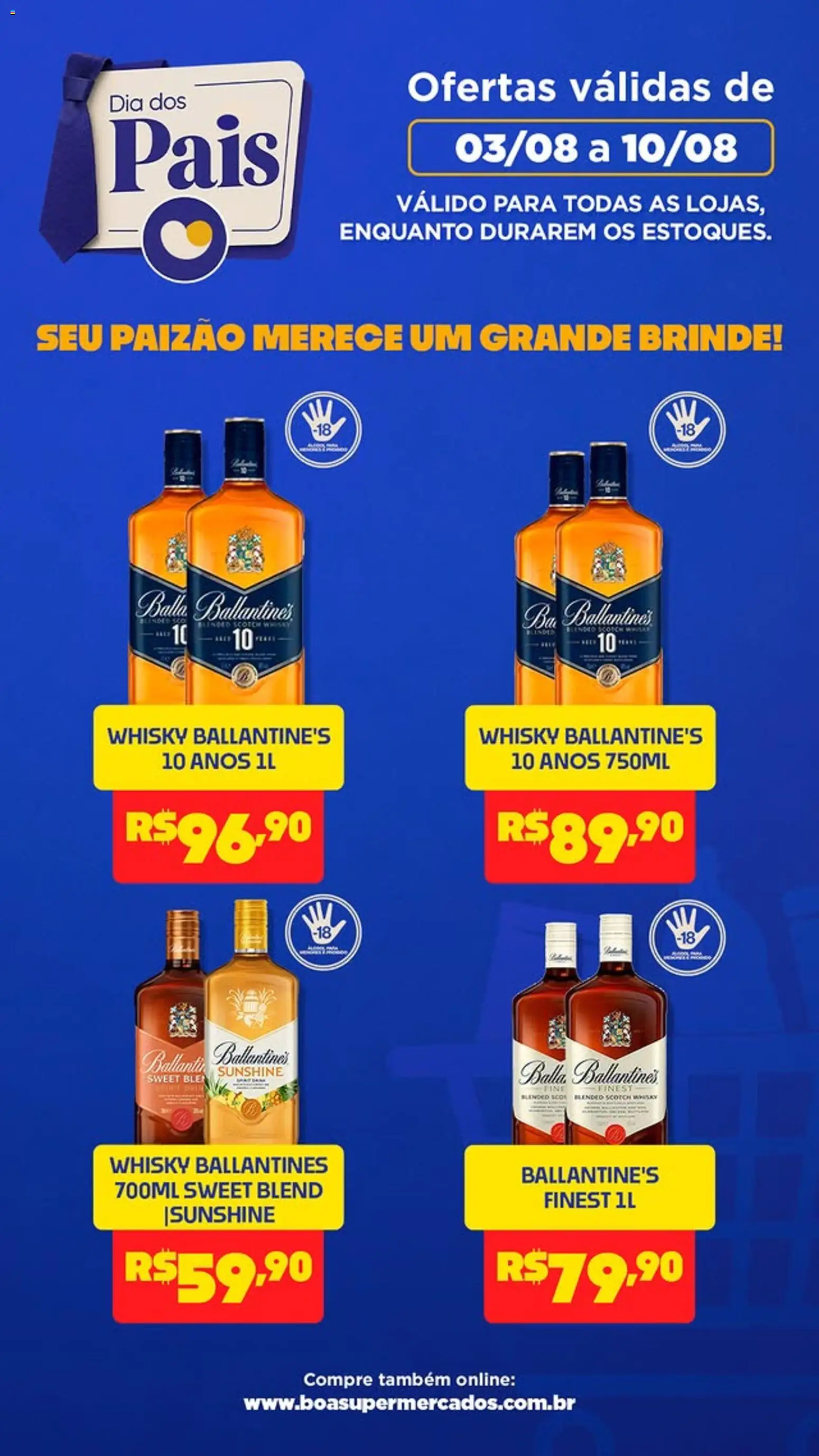 Boa Supermercados Folheto - válido de 03/08/2026 | Página: 1 | Produtos: Whisky, Ballantine’s
